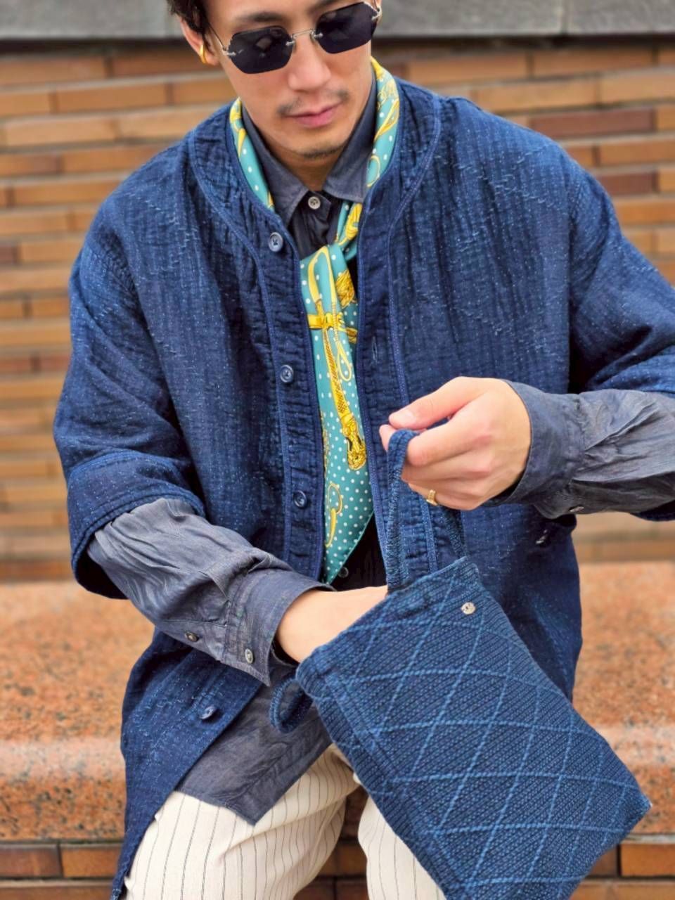 Porter Classic SEA ISLAND SASHIKO BASEBALL SHIRT (LIMITED)