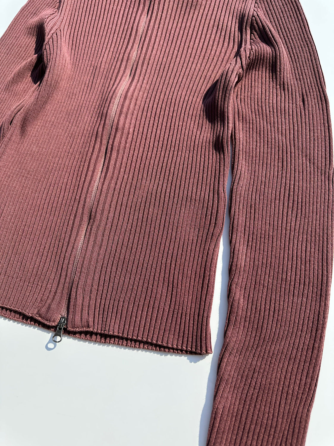 AMOMENTO RIBBED MOCK NECK CARDIGAN
