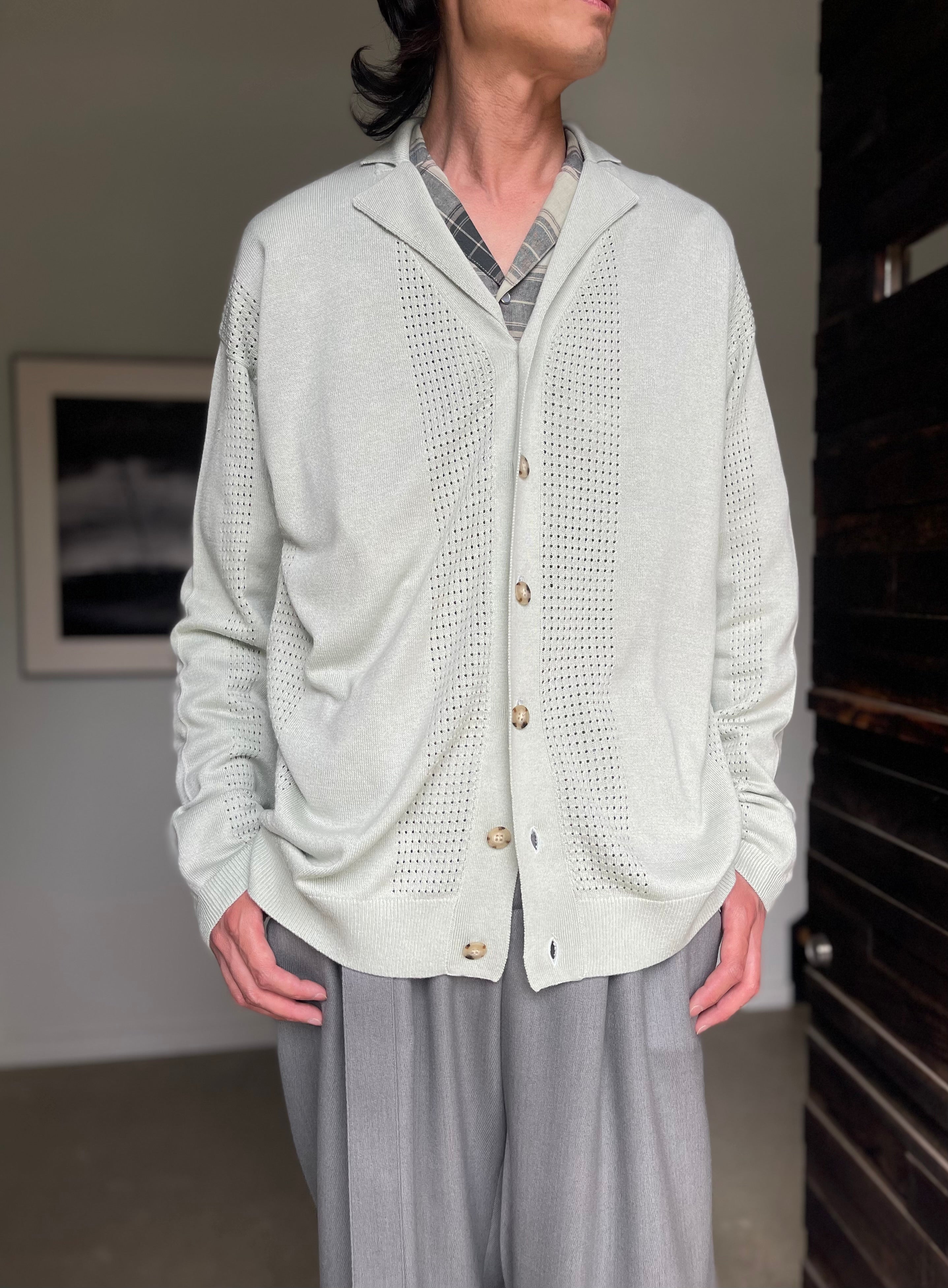 SEEALL SAU63 KJ685 MESH KNIT CARDIGAN(SILK CASHMERE)