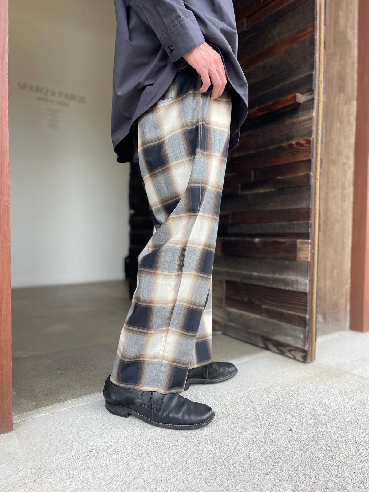 nonnotte 026 Draping Two-Tuck Draw Cord wide Trousers