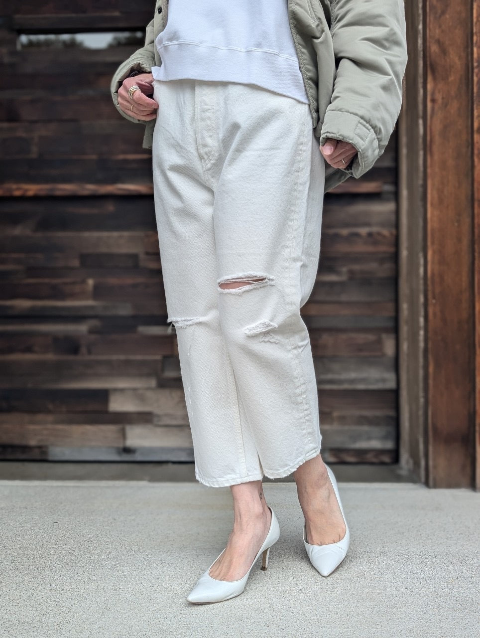 MADISONBLUE CRASHED SAROUEL PT DENIM(WHITE)