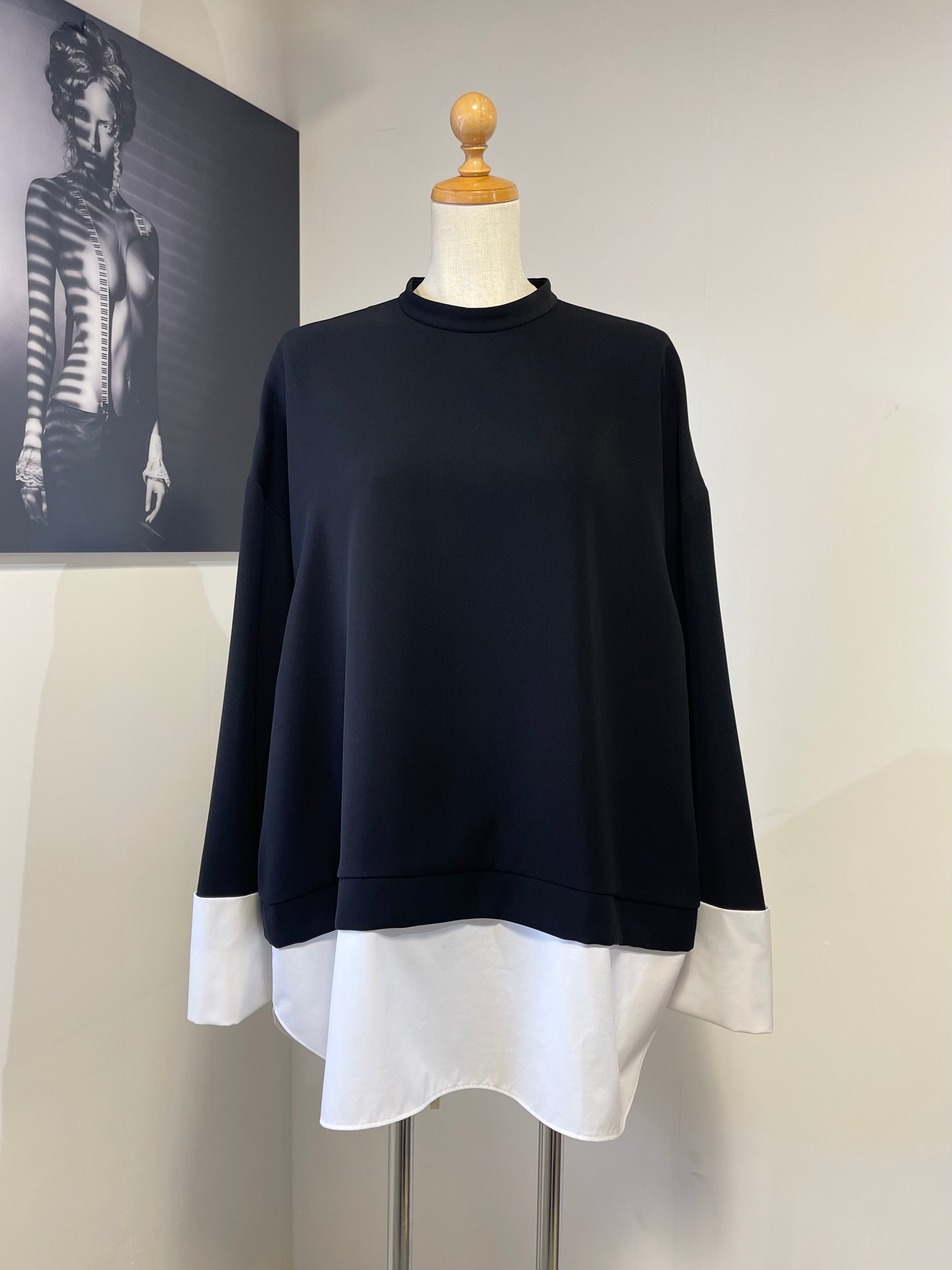 ENFOLD PEツイル DOUBLE CUFFS BOX PULLOVER