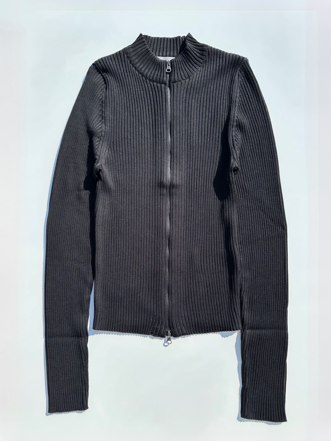 AMOMENTO RIBBED MOCK NECK CARDIGAN