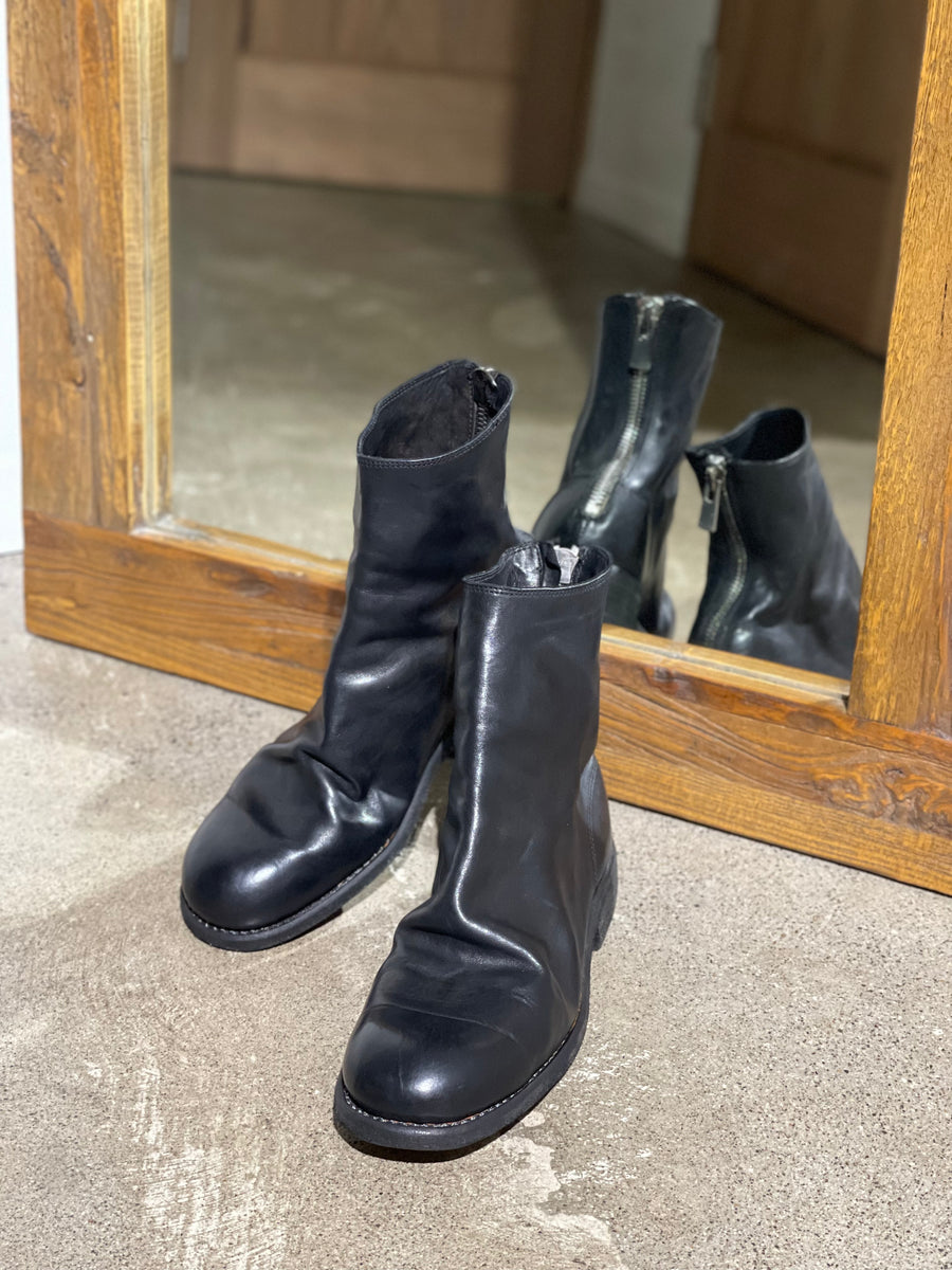 GUIDI BACK ZIP BOOTS riri ZIPソール張替済み GUIDI Back Zip Boots Double Sole Wide Model Rubber （Black