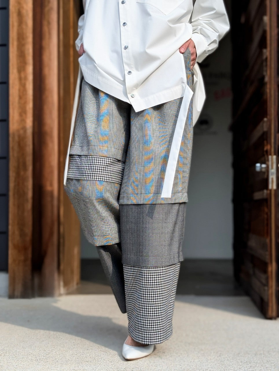 ENFOLD MIX WIDE-PANTS