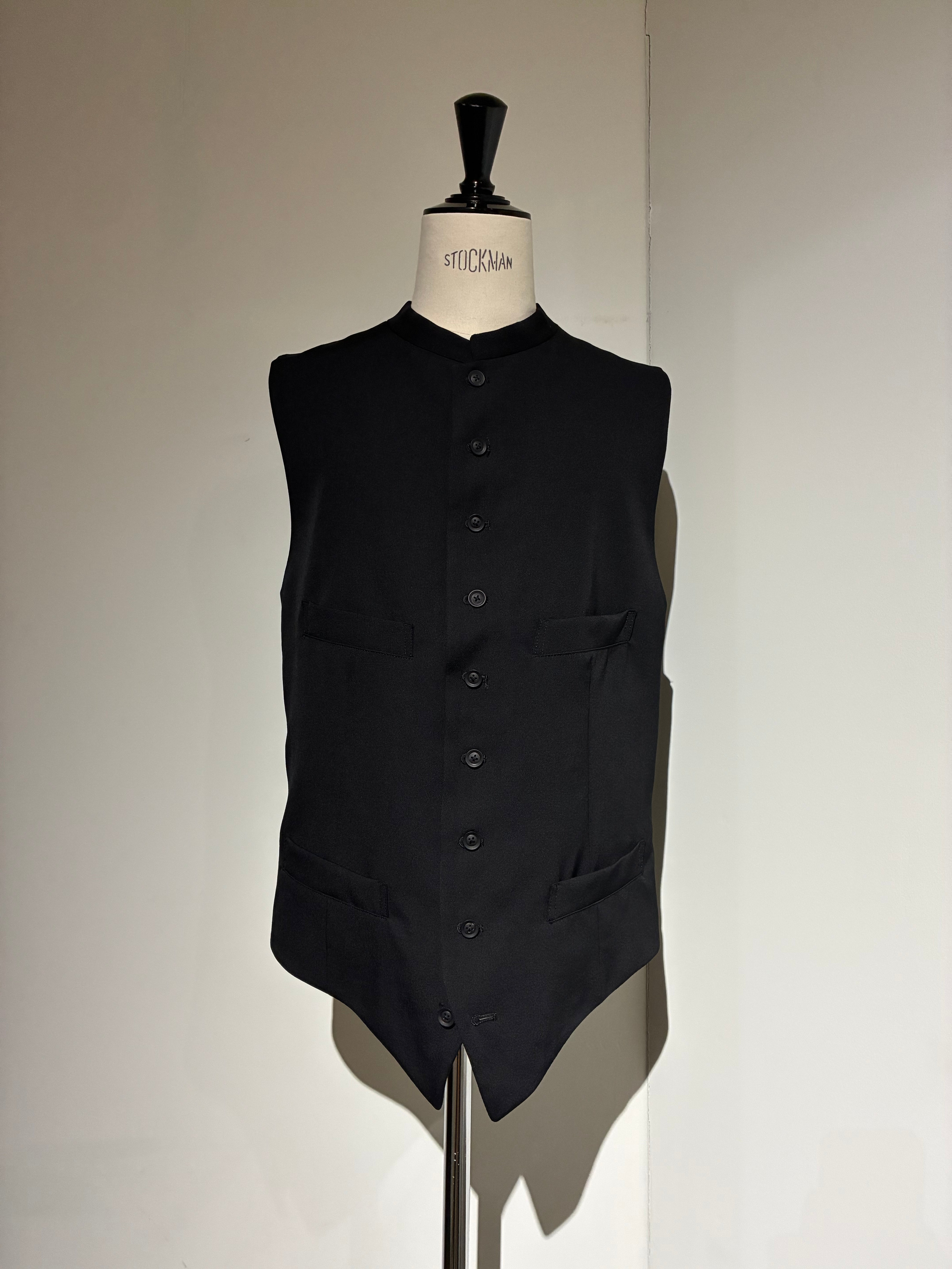 yohji yamamoto HK-V10-100-2 WOOL GABARDINE STAND COLLAR VEST