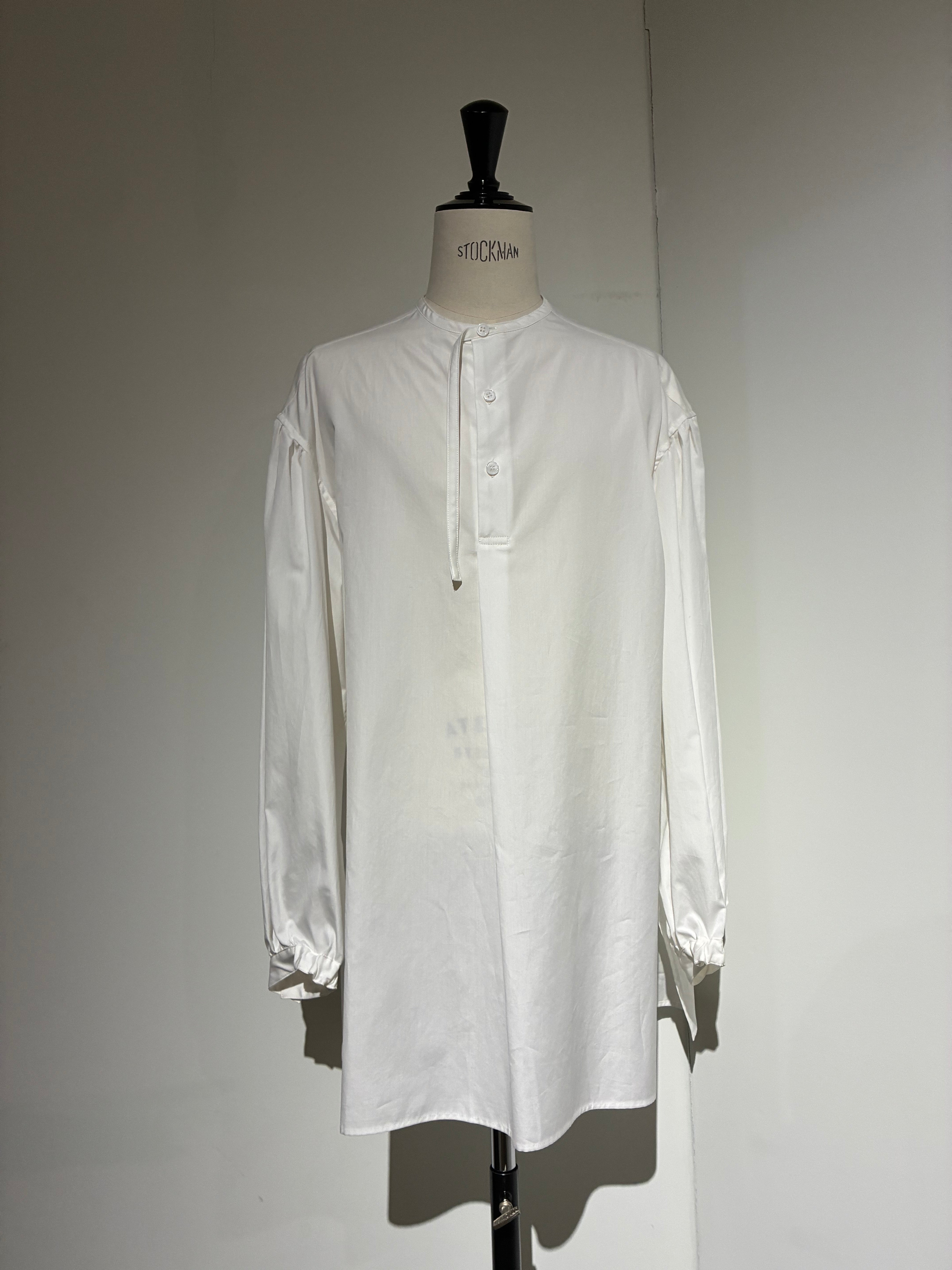 yohji yamamoto HK-B15-054-1 COTTON BROAD GATHER SLEEVE STAND BLOUSE
