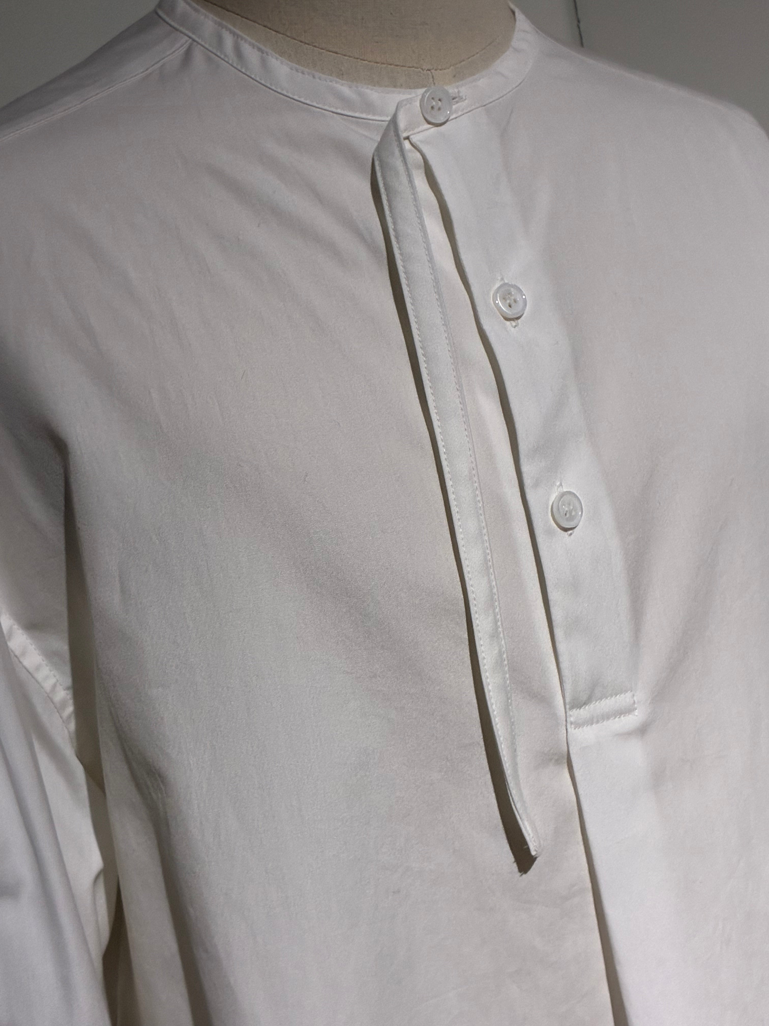 yohji yamamoto HK-B15-054-1 COTTON BROAD GATHER SLEEVE STAND BLOUSE
