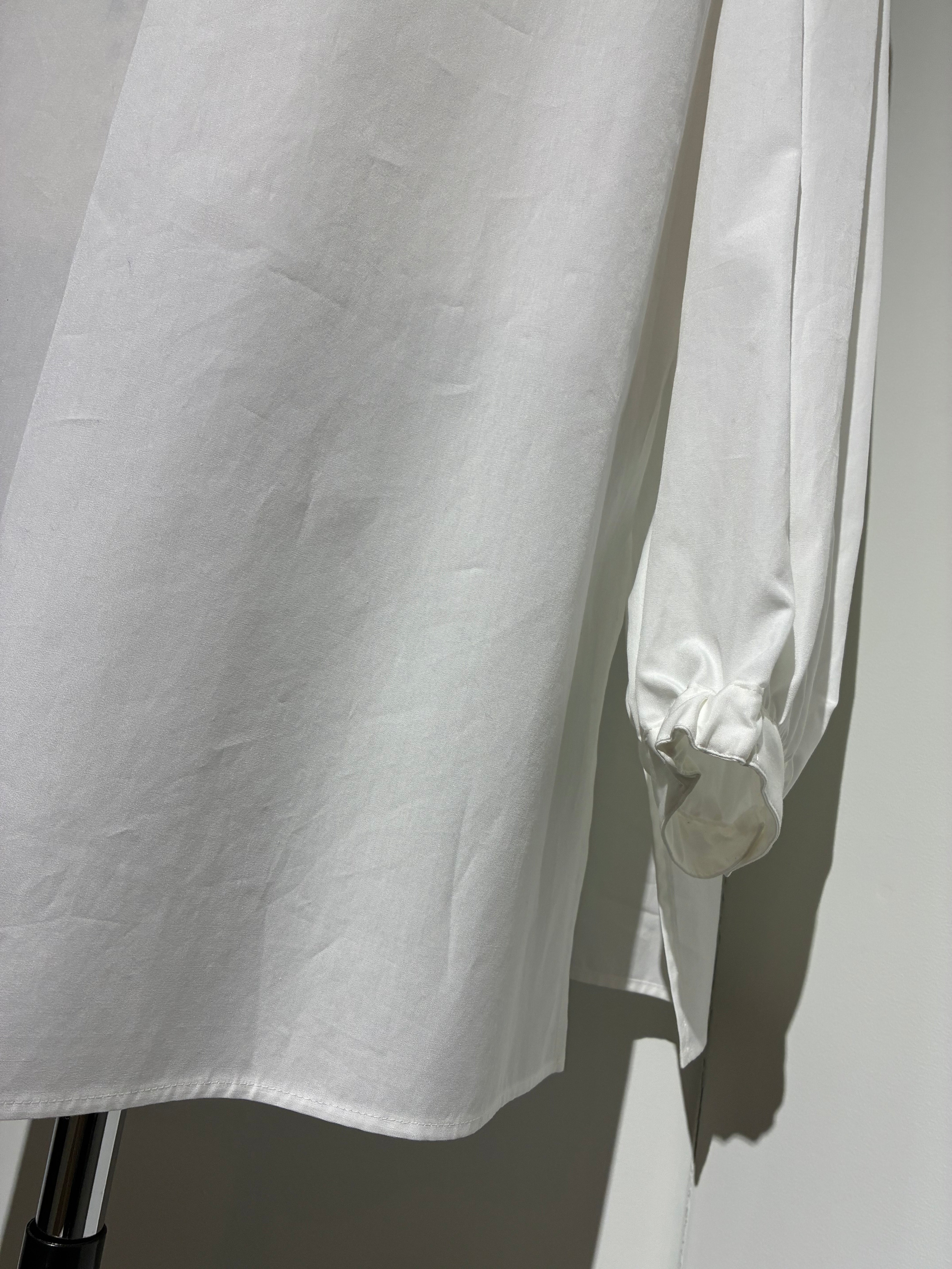 yohji yamamoto HK-B15-054-1 COTTON BROAD GATHER SLEEVE STAND BLOUSE