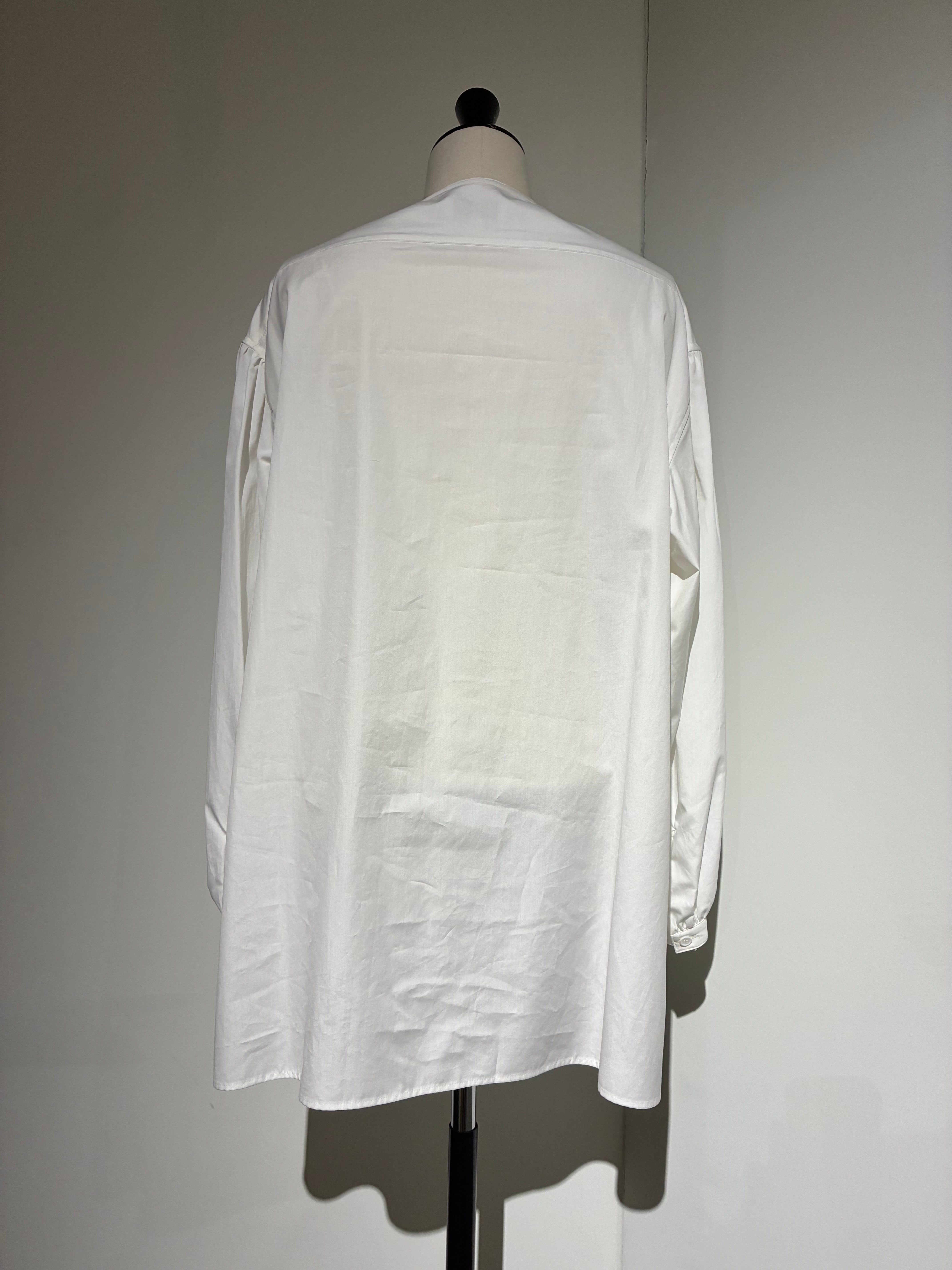 yohji yamamoto HK-B15-054-1 COTTON BROAD GATHER SLEEVE STAND BLOUSE