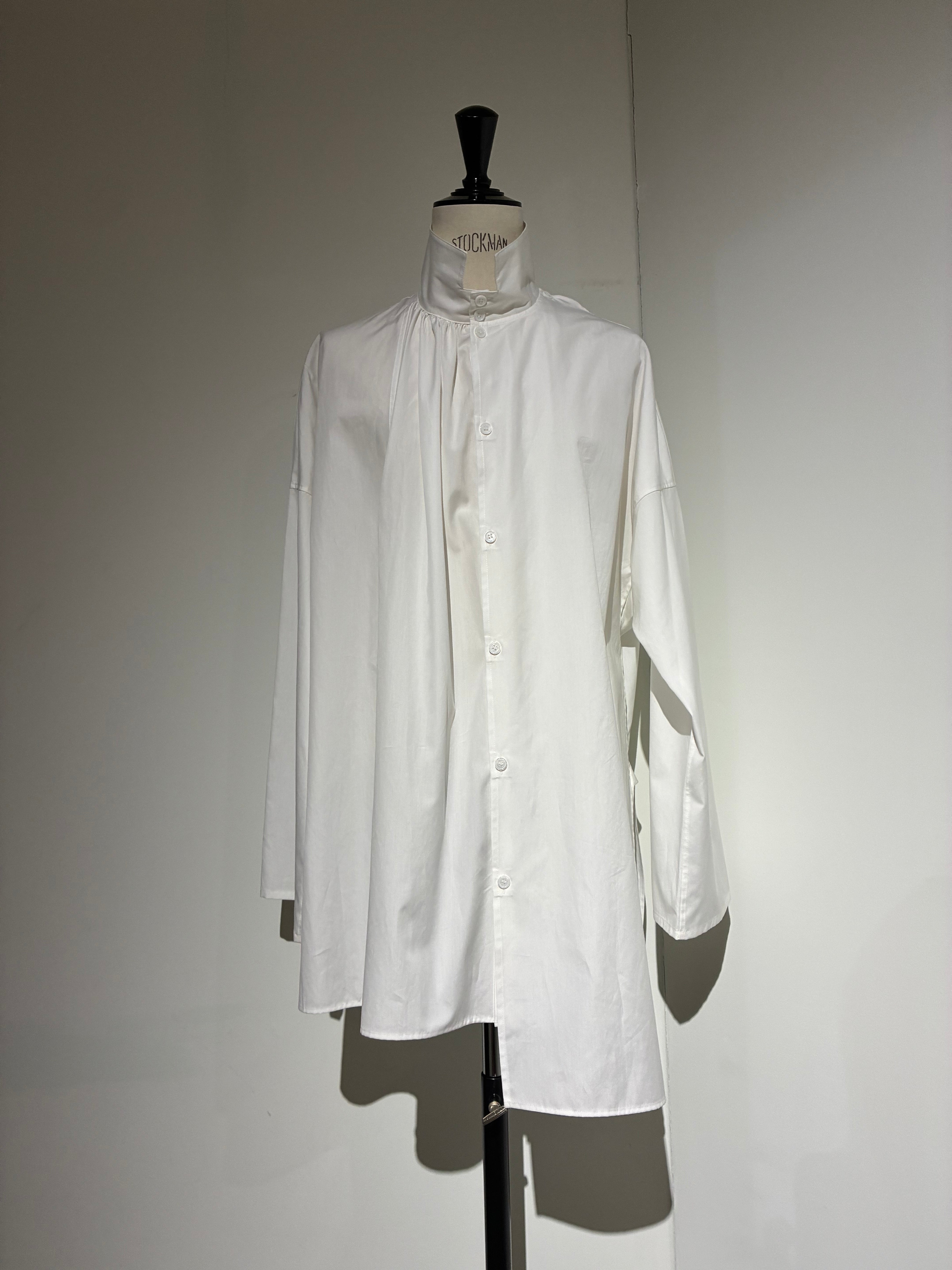 yohji yamamoto HK-B30-054-1 COTTON BROAD GATHER DOUBLE BLOUSE