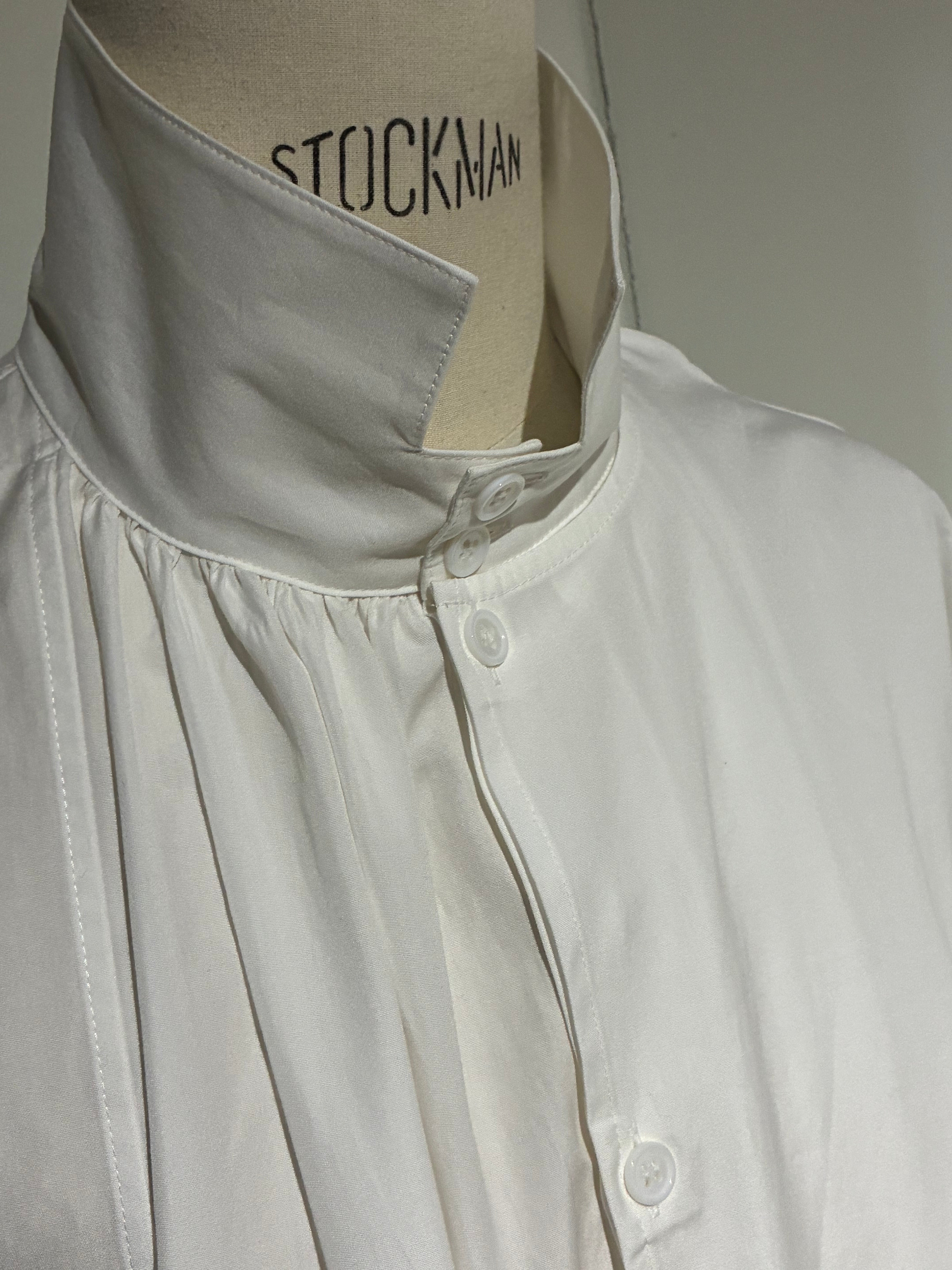 yohji yamamoto HK-B30-054-1 COTTON BROAD GATHER DOUBLE BLOUSE