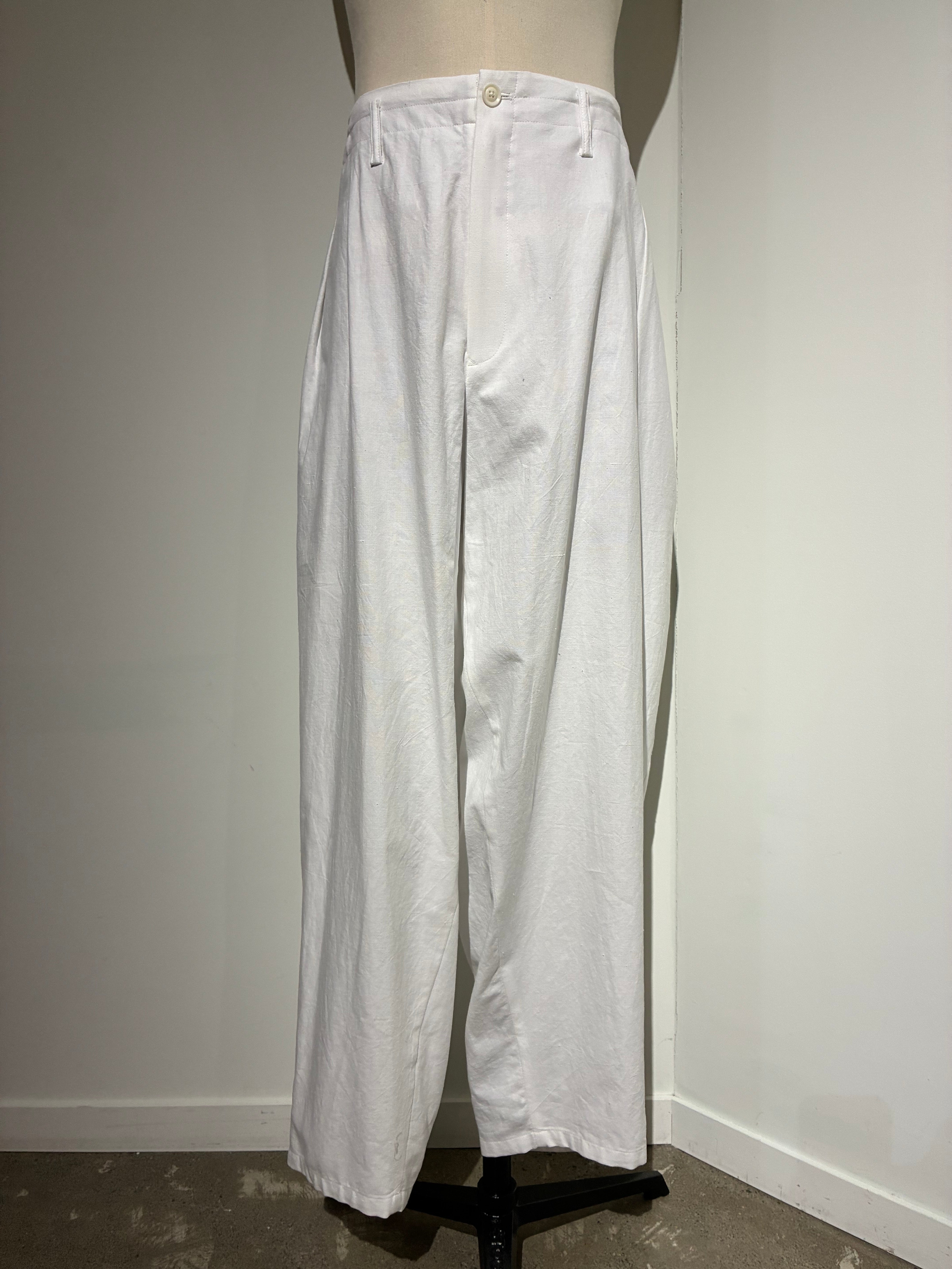 yohji yamamoto HK-P64-039-1 KHADI COTTON DRAPE PANTS