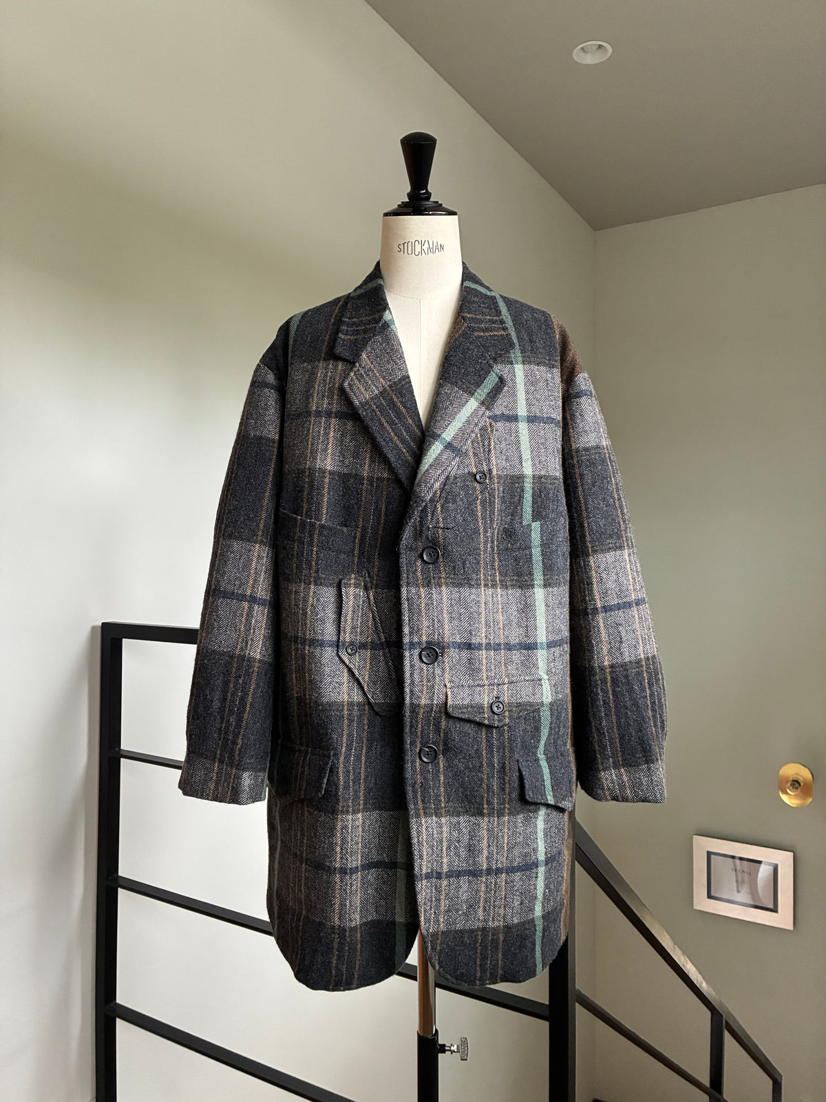 yohji yamamoto HW-J28-823-1 WOOL LINEN HERRINGBONE ZIPPER WORK JACKET