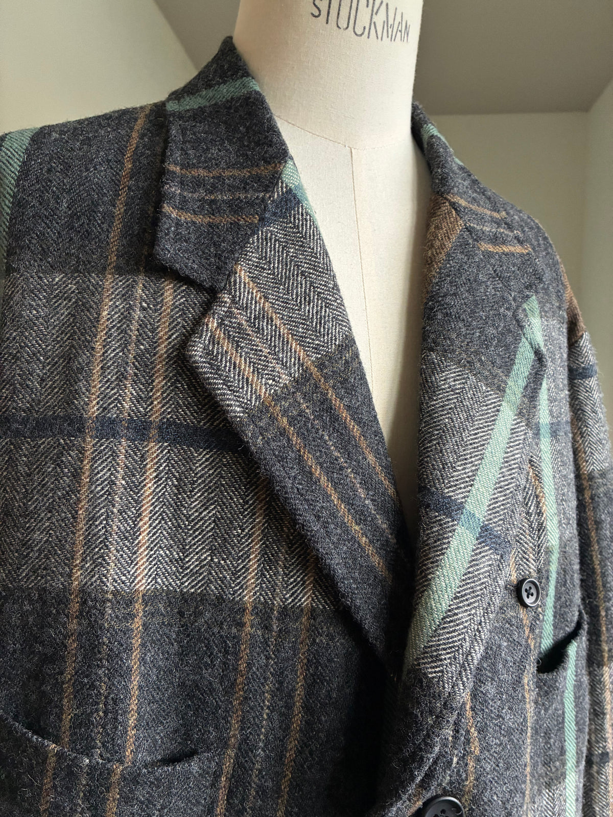 yohji yamamoto HW-J28-823-1 WOOL LINEN HERRINGBONE ZIPPER WORK JACKET