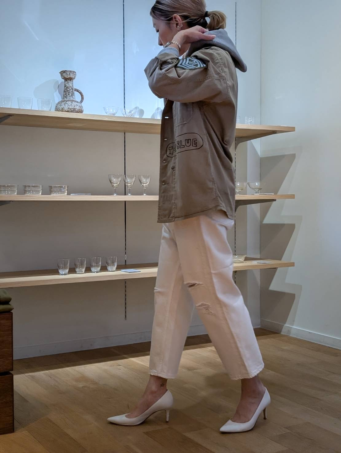 MADISONBLUE CRASHED SAROUEL PT DENIM(WHITE)