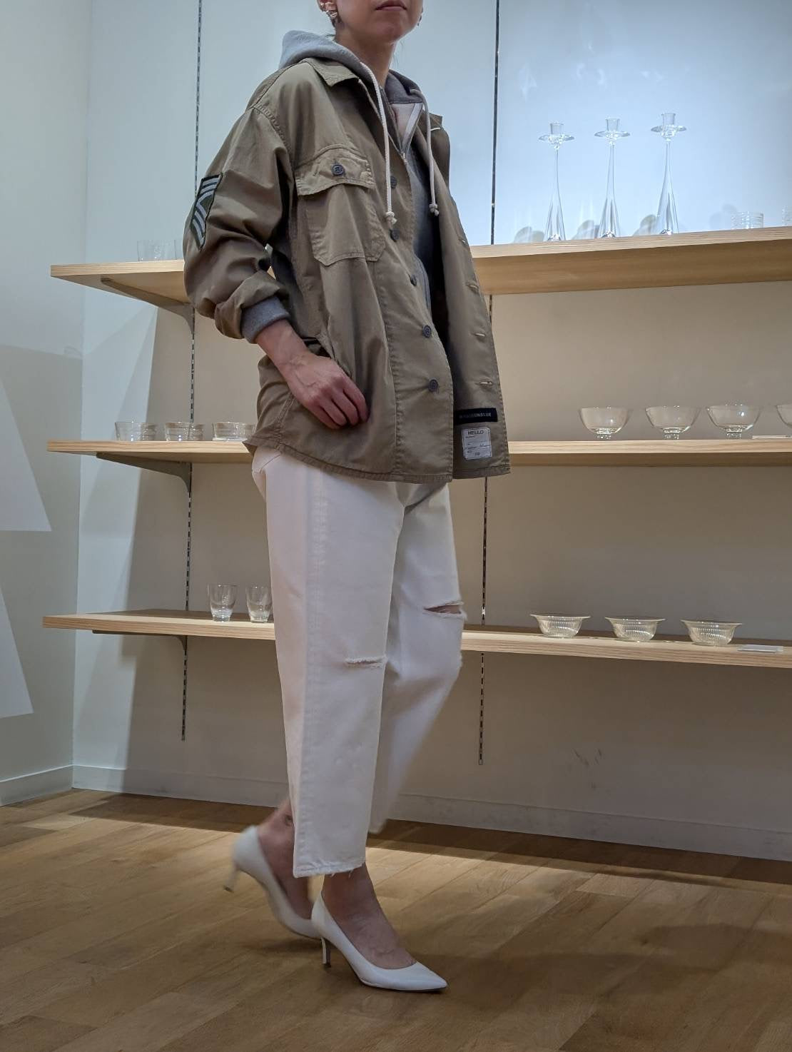 MADISONBLUE CRASHED SAROUEL PT DENIM(WHITE)