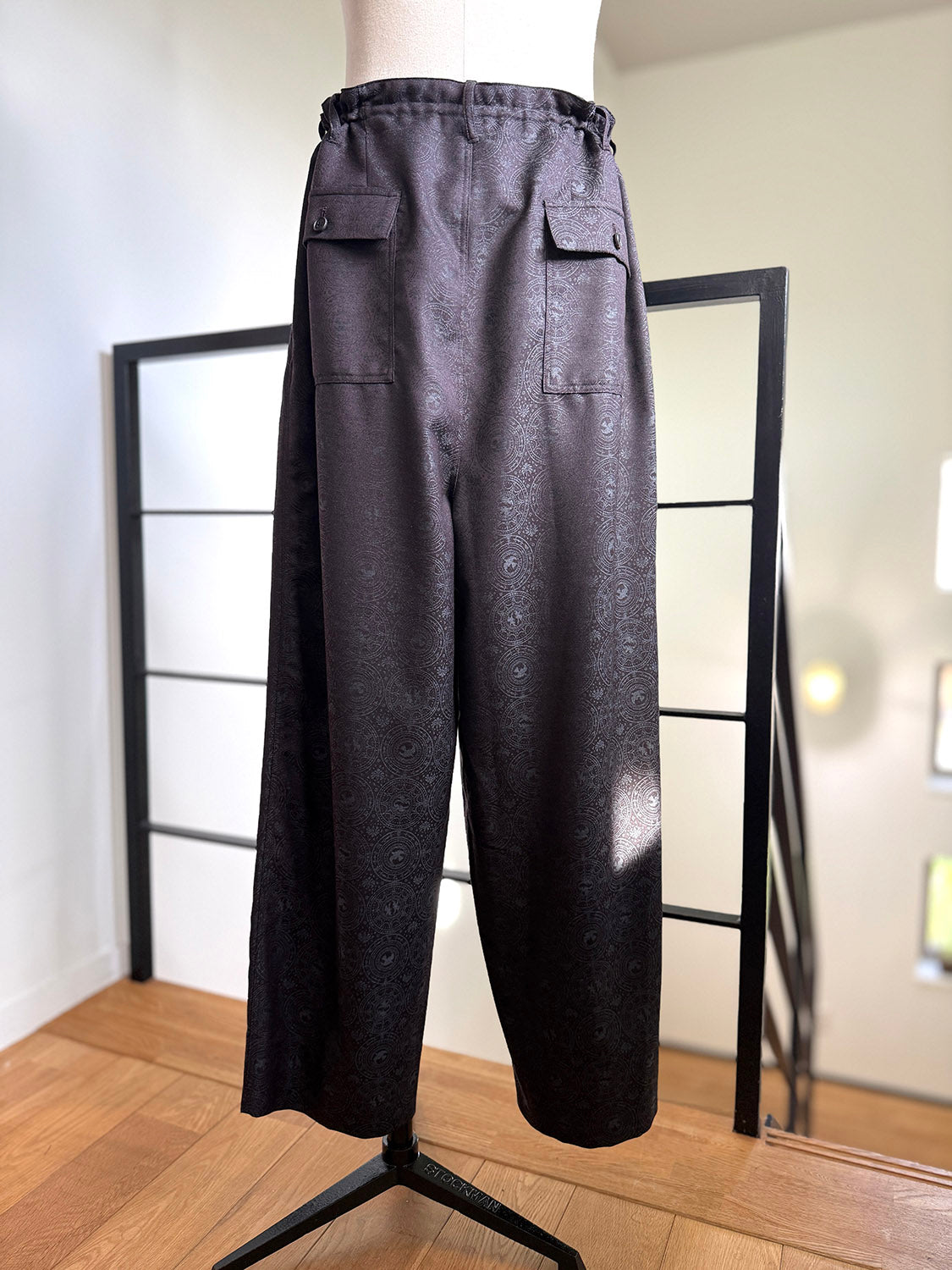 nonnotte N-26S-008 2-TUCK Draw Cord Wide Trousers