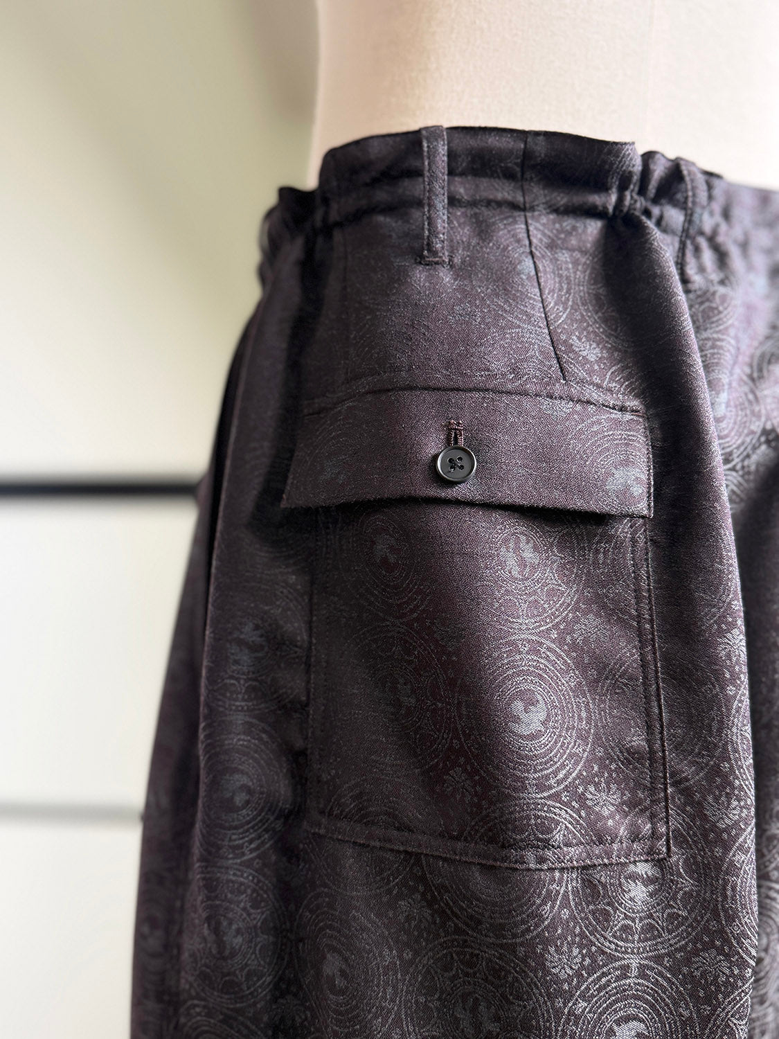 nonnotte N-26S-008 2-TUCK Draw Cord Wide Trousers