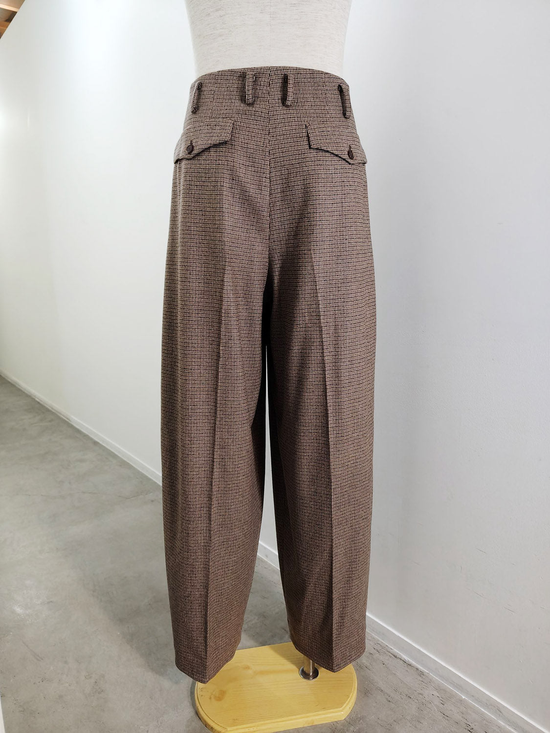 HED MAYNER HMMD30073A BROWN CHECK WOOL PANTS