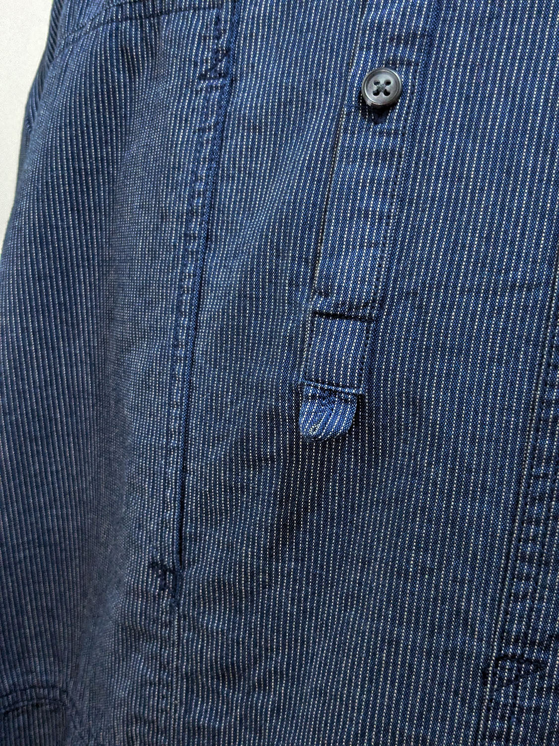 Porter Classic STAND COLLAR LONG SMOCK SHIRT(INDIGO STRIPE)