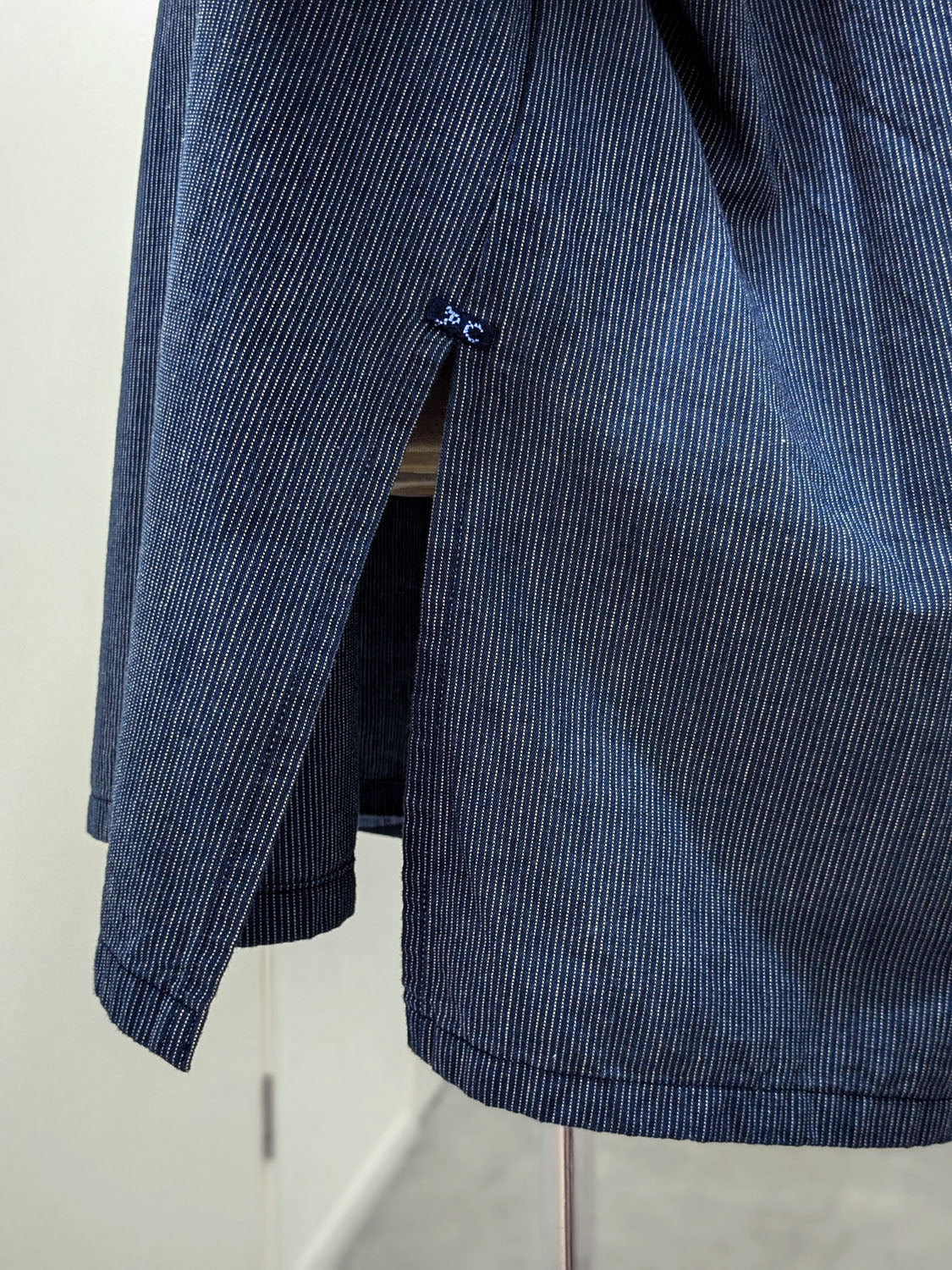 Porter Classic STAND COLLAR LONG SMOCK SHIRT(INDIGO STRIPE)
