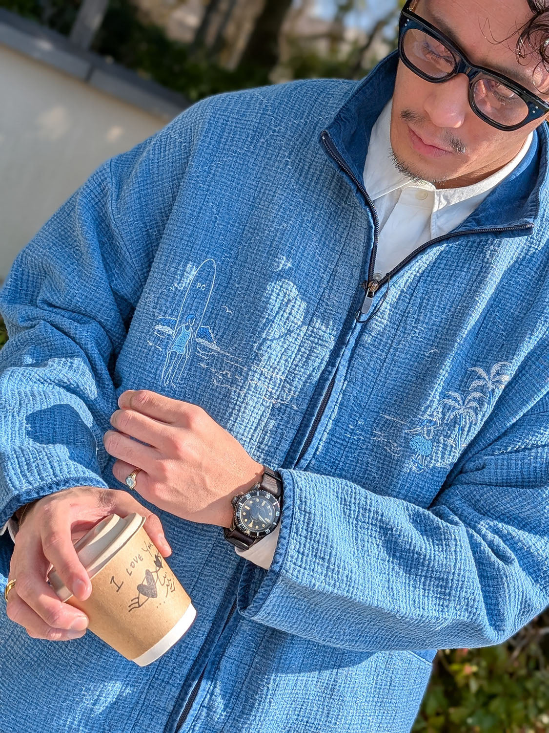 Porter Classic NEW SASHIKO NEW SASHIKO LIGHT OLD HAWAII ZIP UP JACKET
