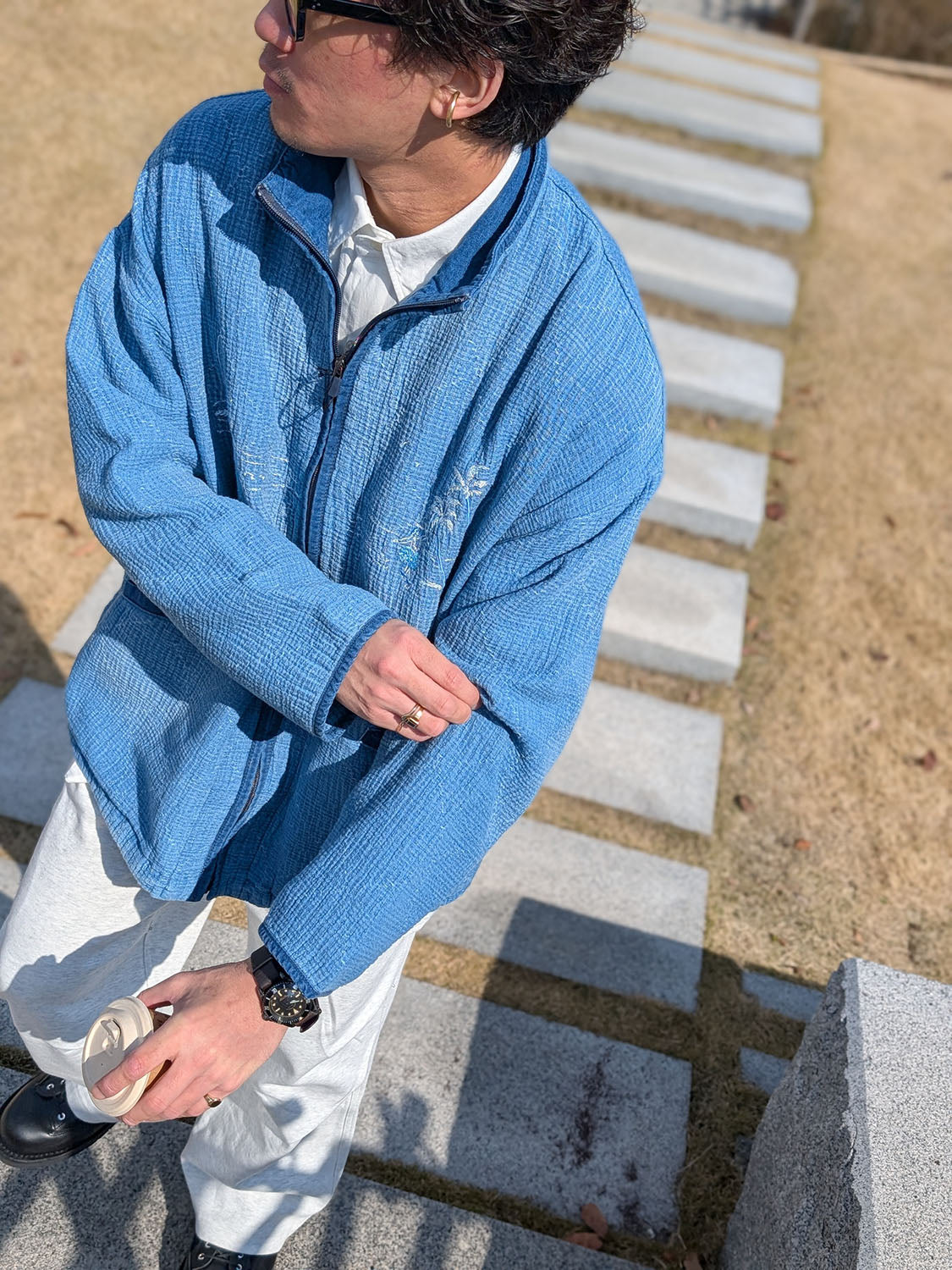 Porter Classic NEW SASHIKO NEW SASHIKO LIGHT OLD HAWAII ZIP UP JACKET