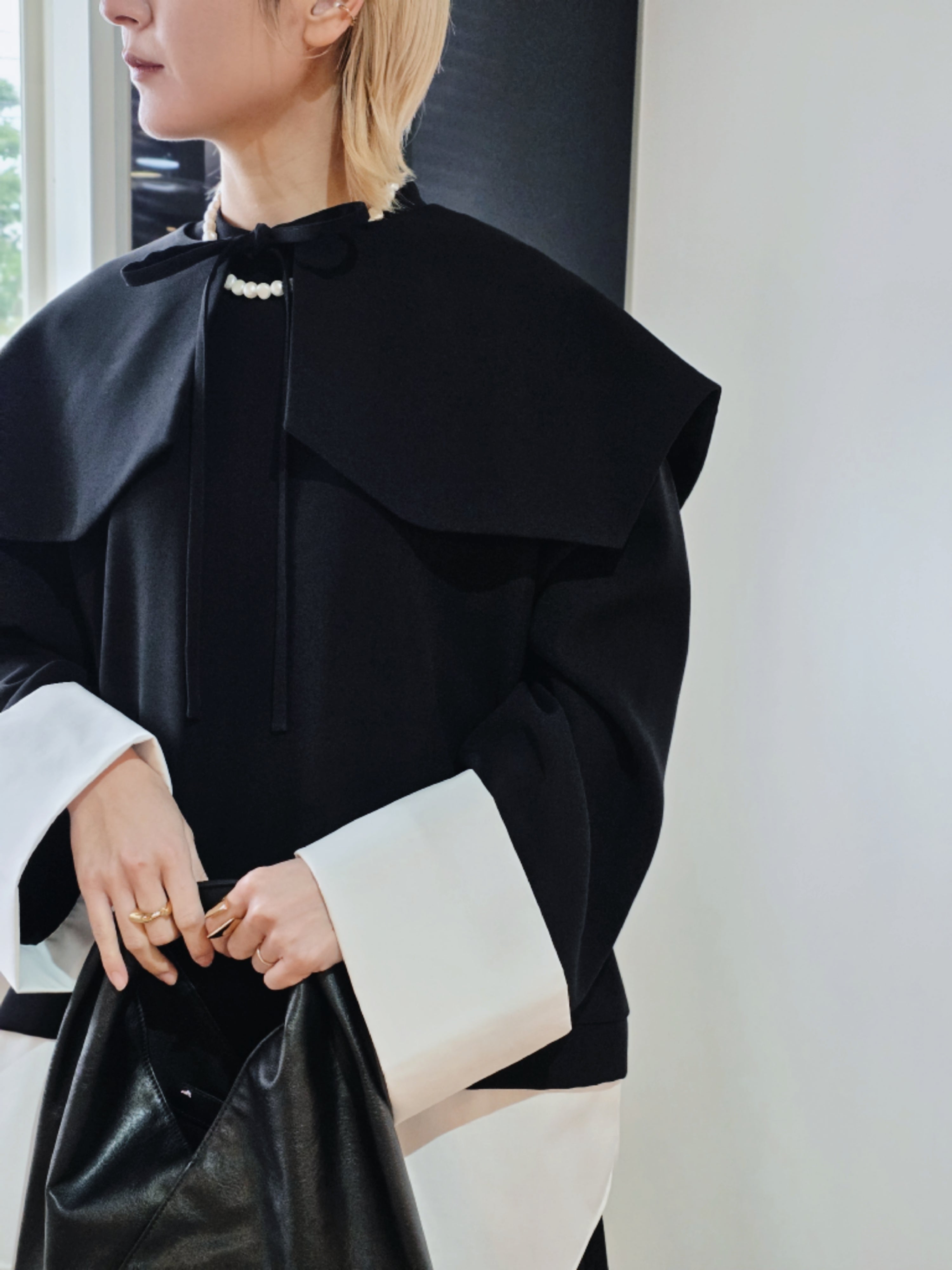 ENFOLD PEツイル DOUBLE CUFFS BOX PULLOVER
