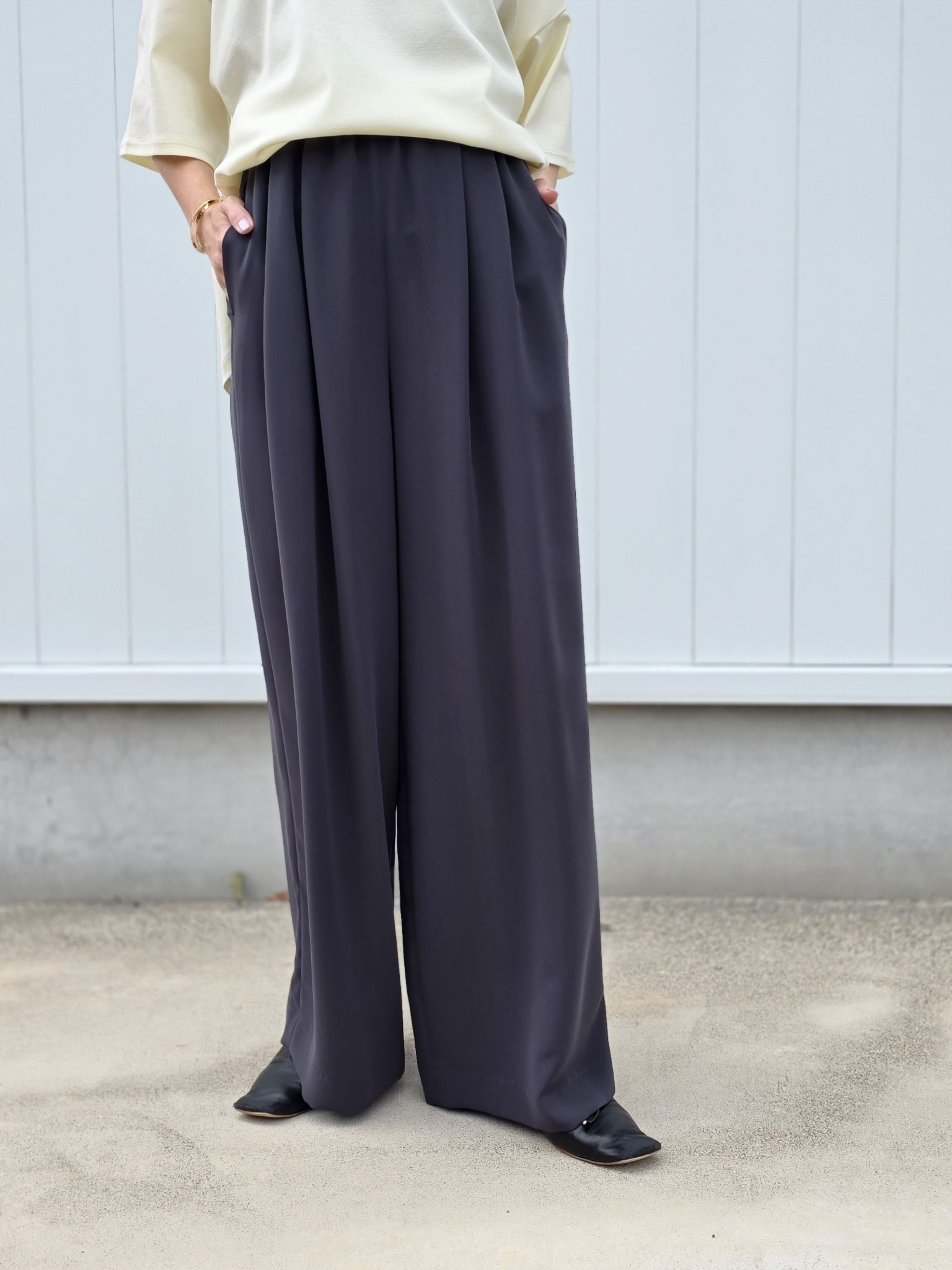 ENFOLD RELAX ELASTIC WIDE-TROUSERS
