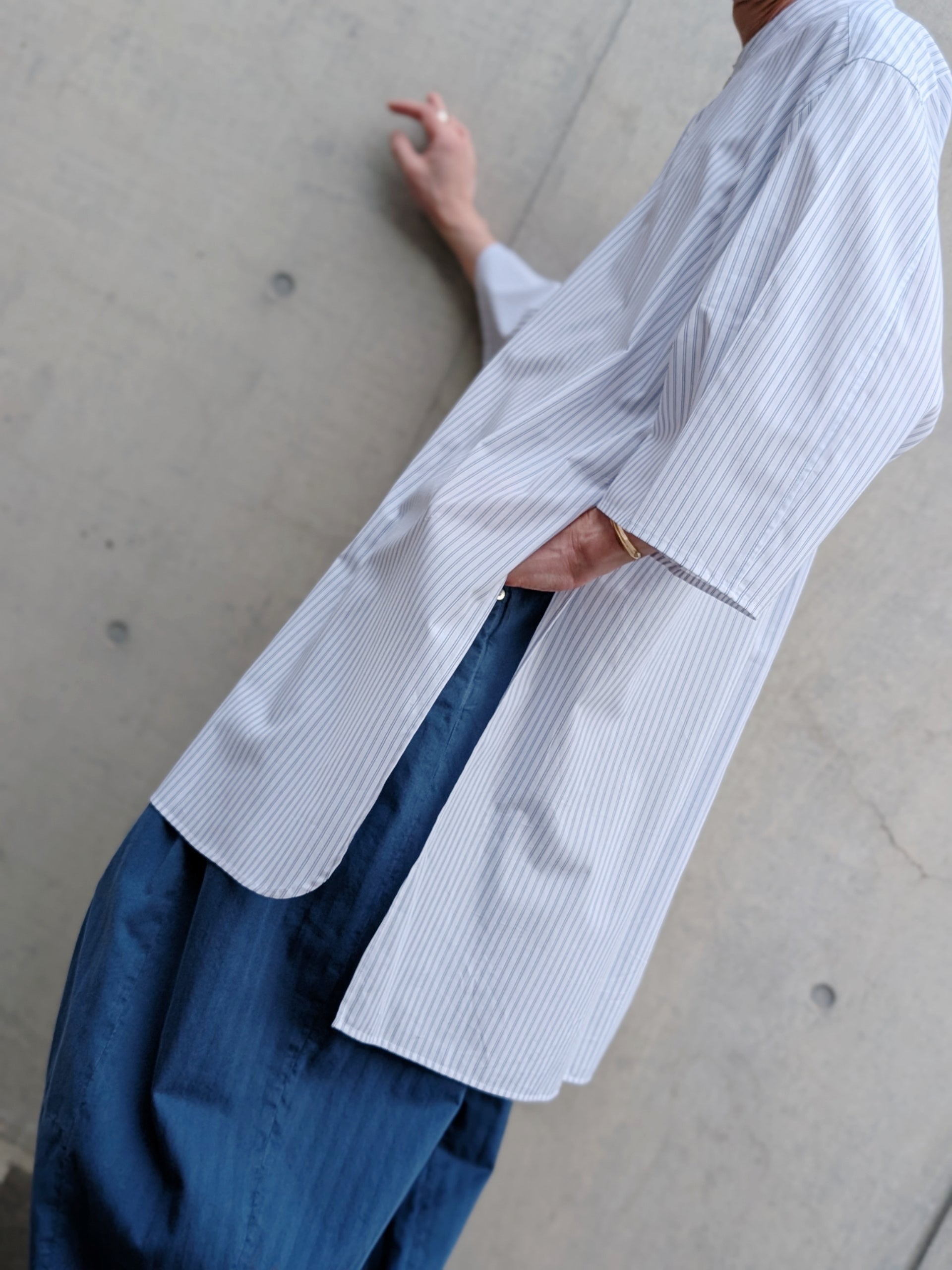 HED MAYNER PIN STRIPE COTTON SHIRT