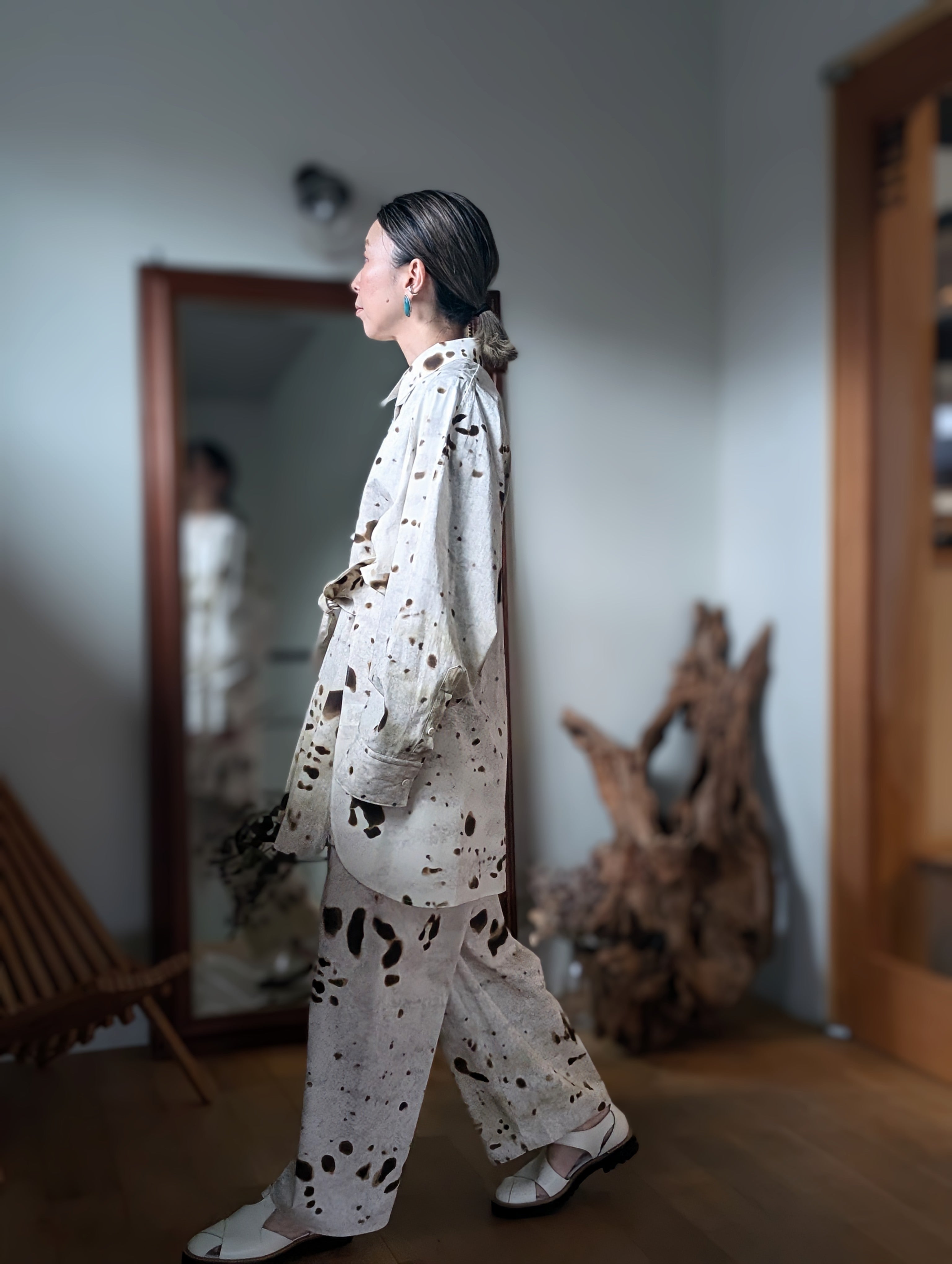 AEHRR 【Yoke Raglan Sleeve Print Shirt】