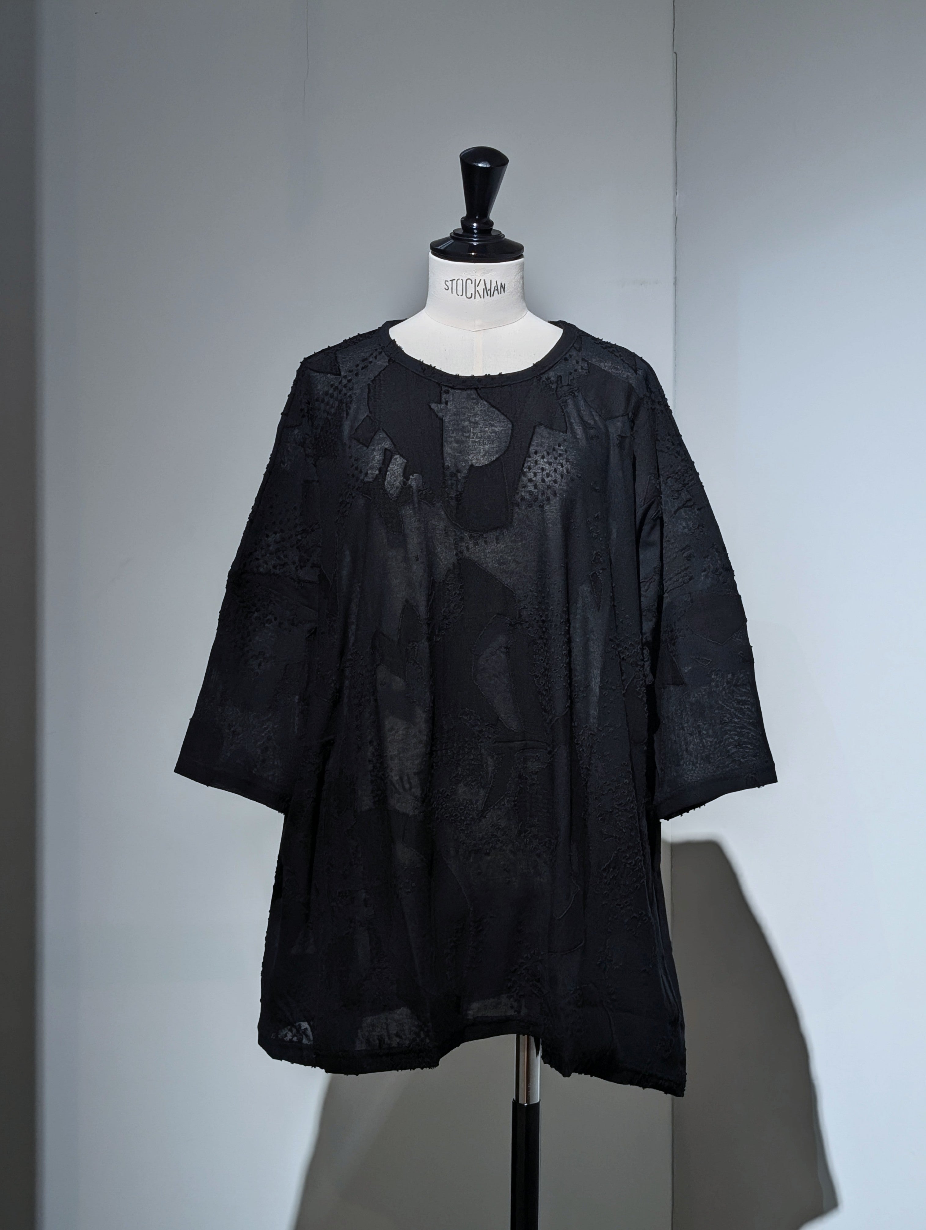 Y's CRUSH JACQUARD ROUND NECK BIG TEE
