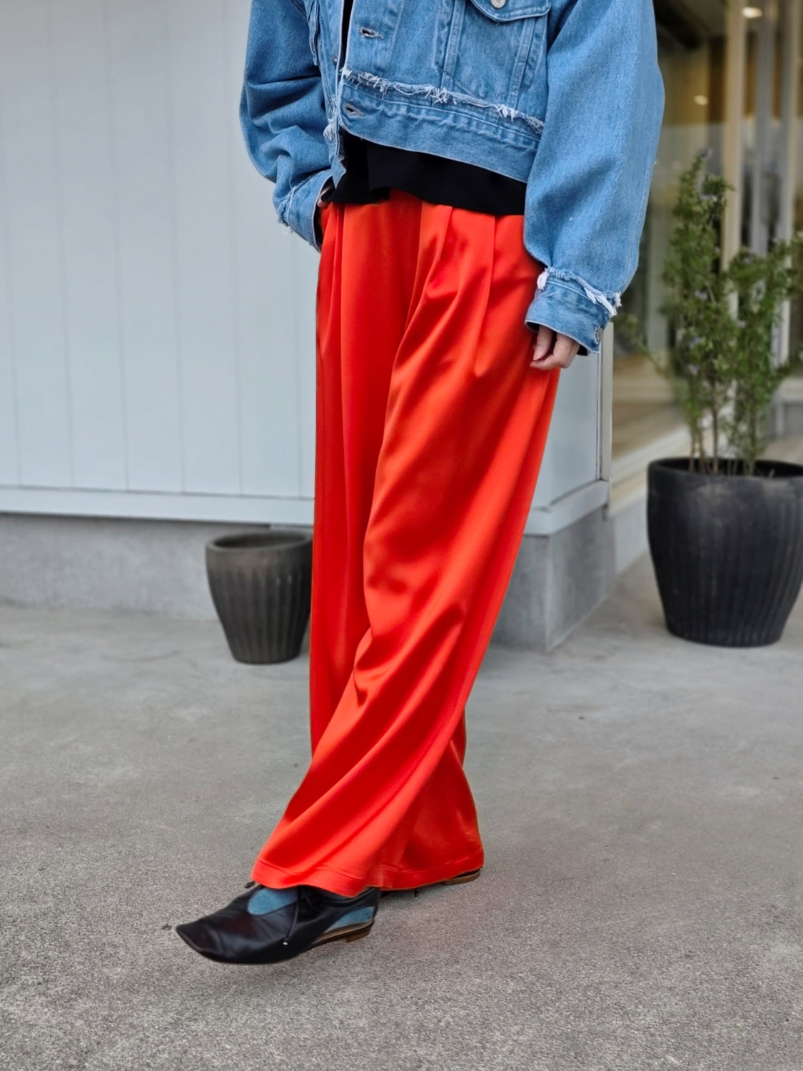 ENFOLD GATHER WIDE-TROUSERS