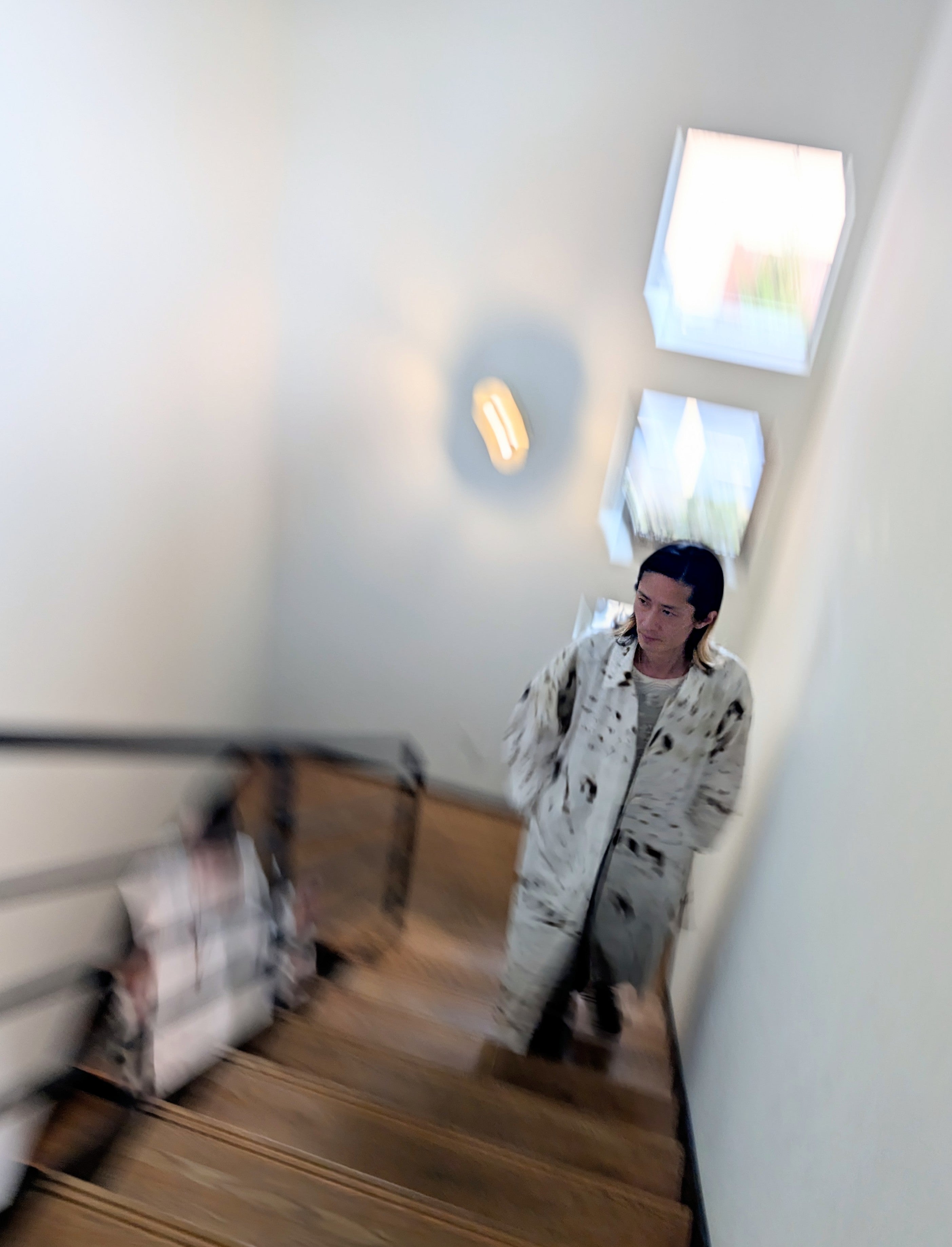 AEHRR 【Draping Yoke Raglan Sleeve Print Over Coat】