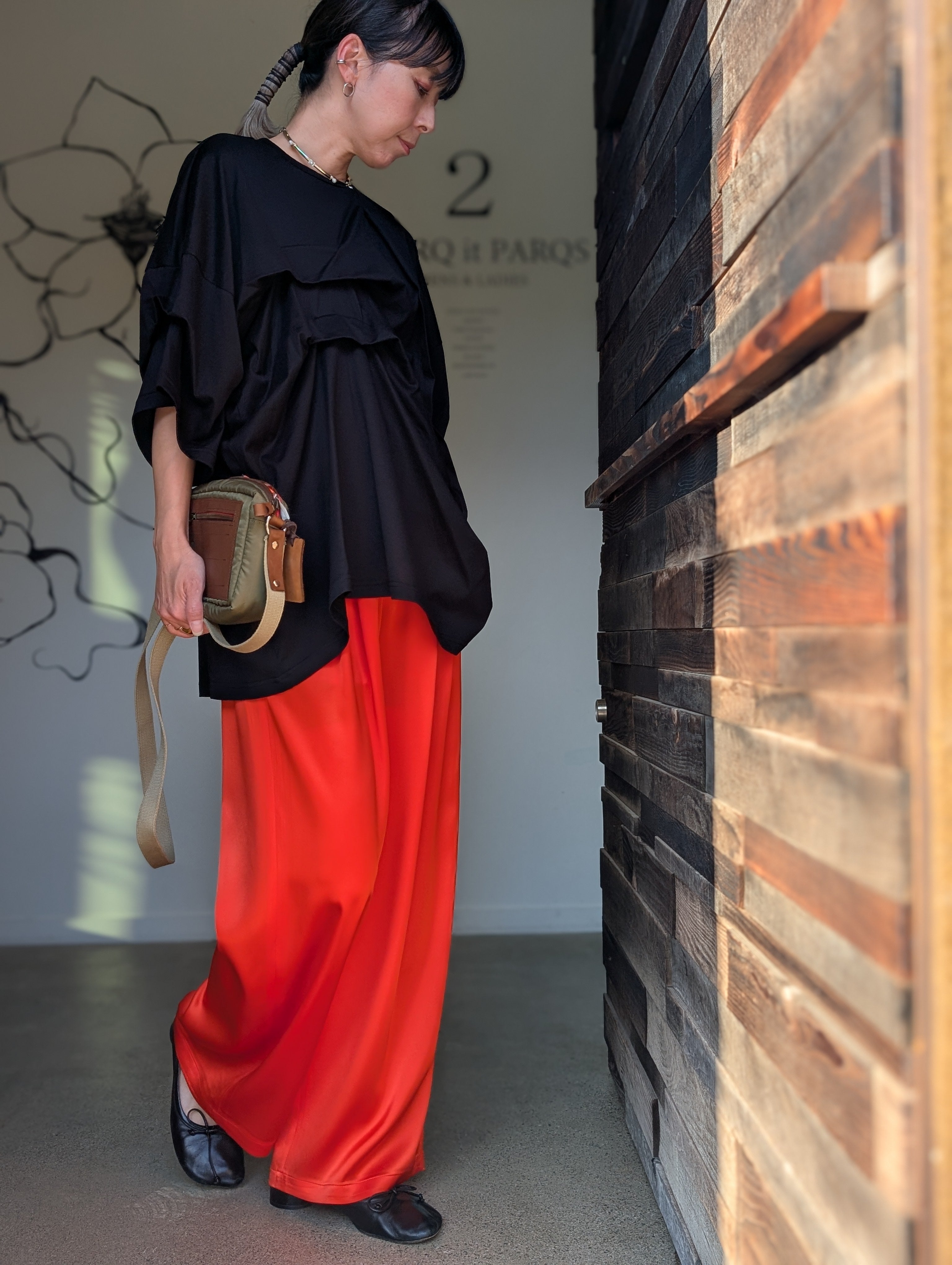 ENFOLD GATHER WIDE-TROUSERS