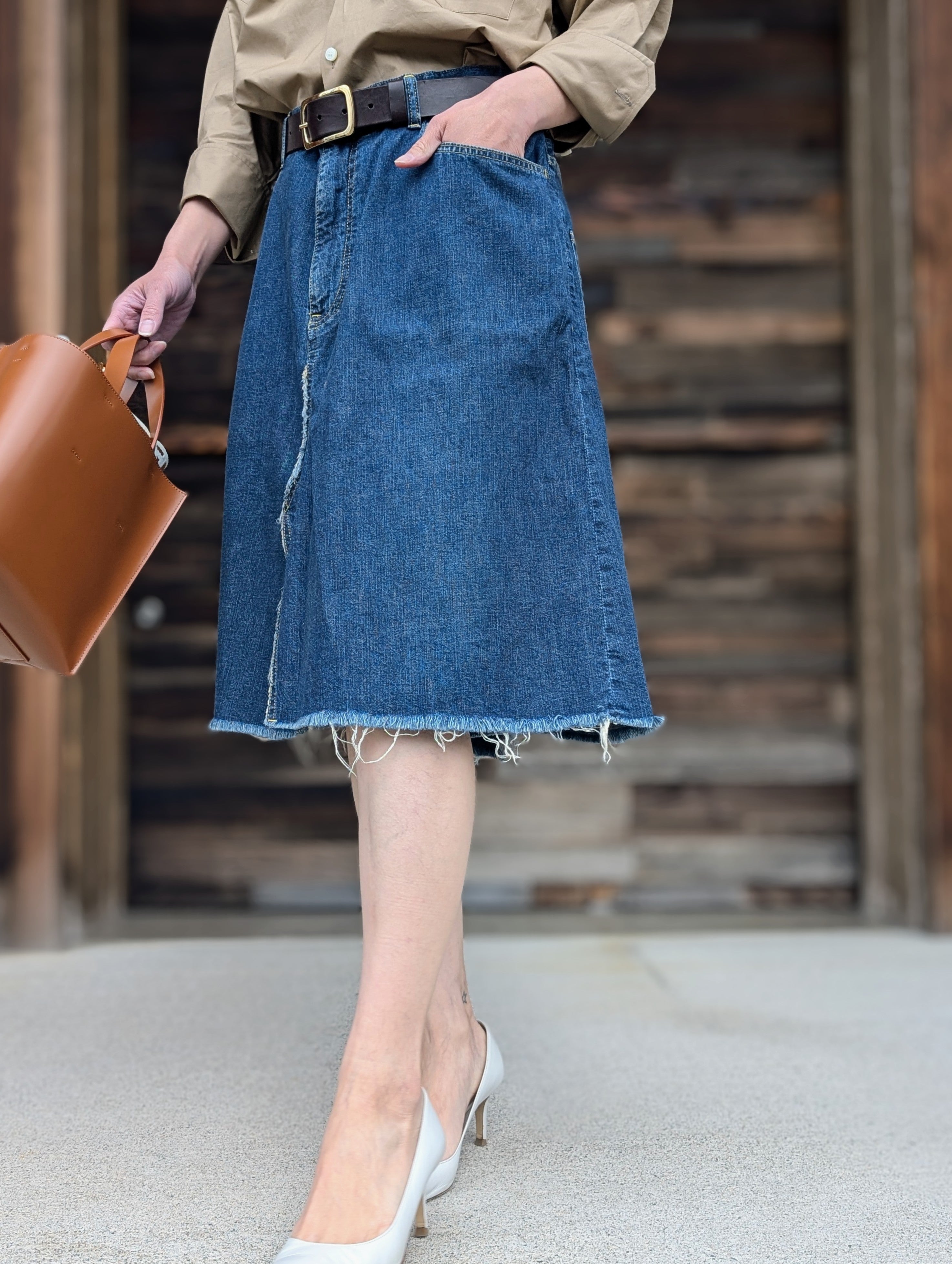 MADISONBLUE 5POCKET REMAKE A-LINE SK L.oz DENIM