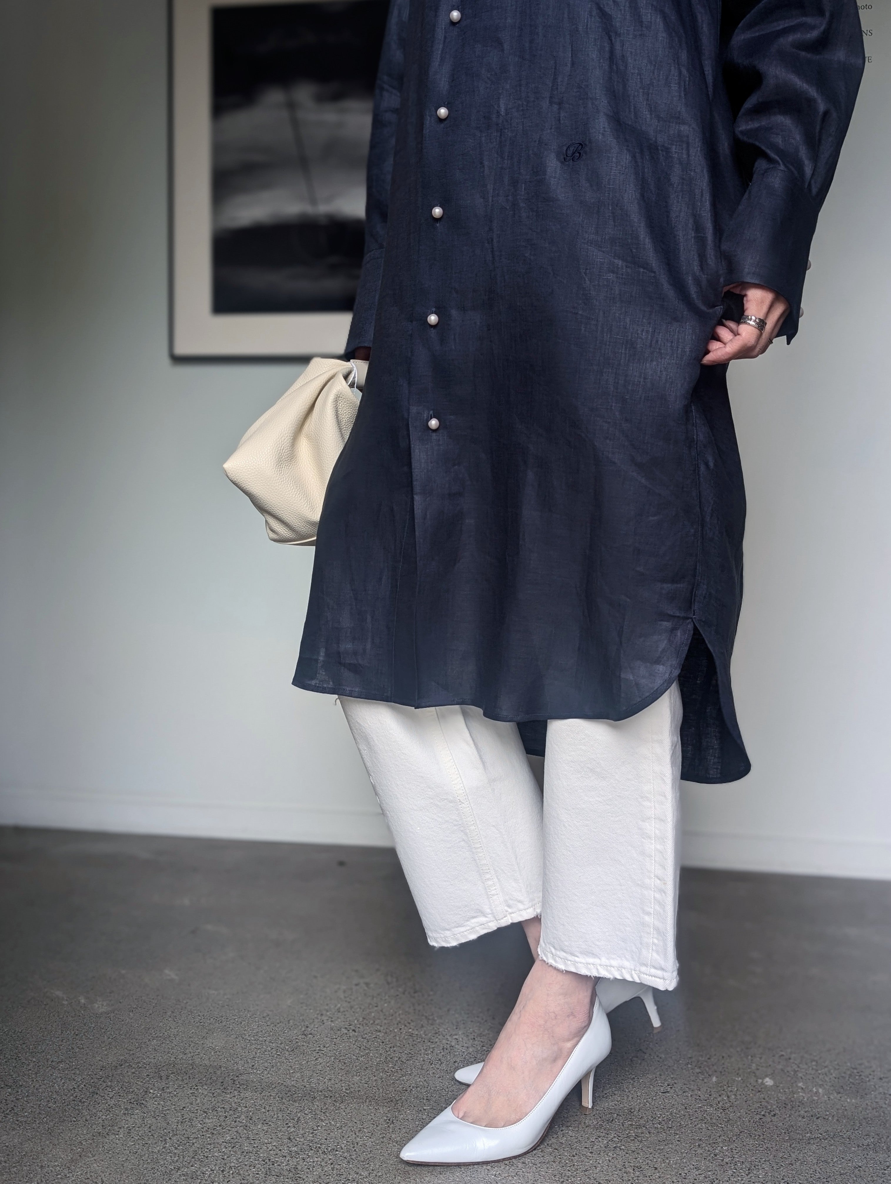 MADISONBLUE OVERSIZE SPLIT TUCK LINEN OP