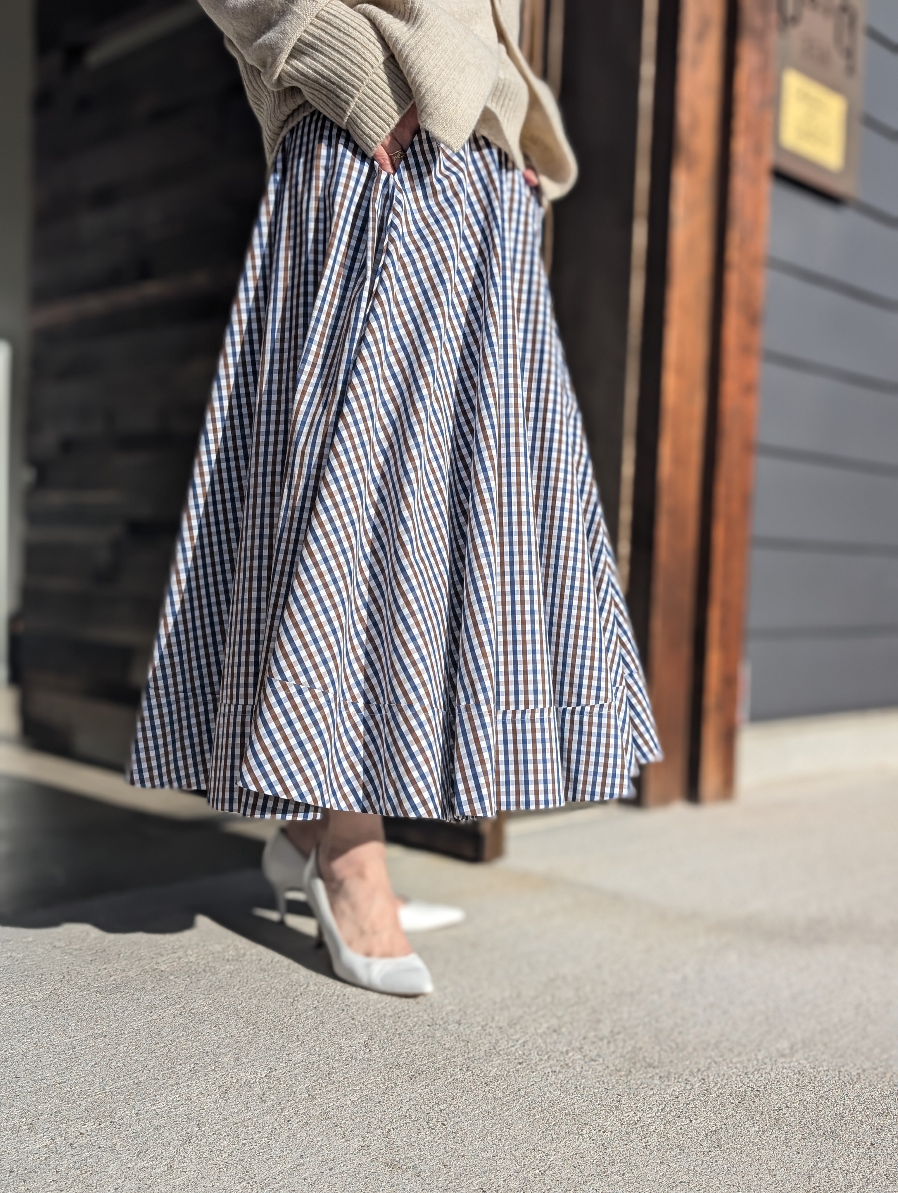 MADISONBLUE TUCK CIRCULAR SK M.GINGHAM