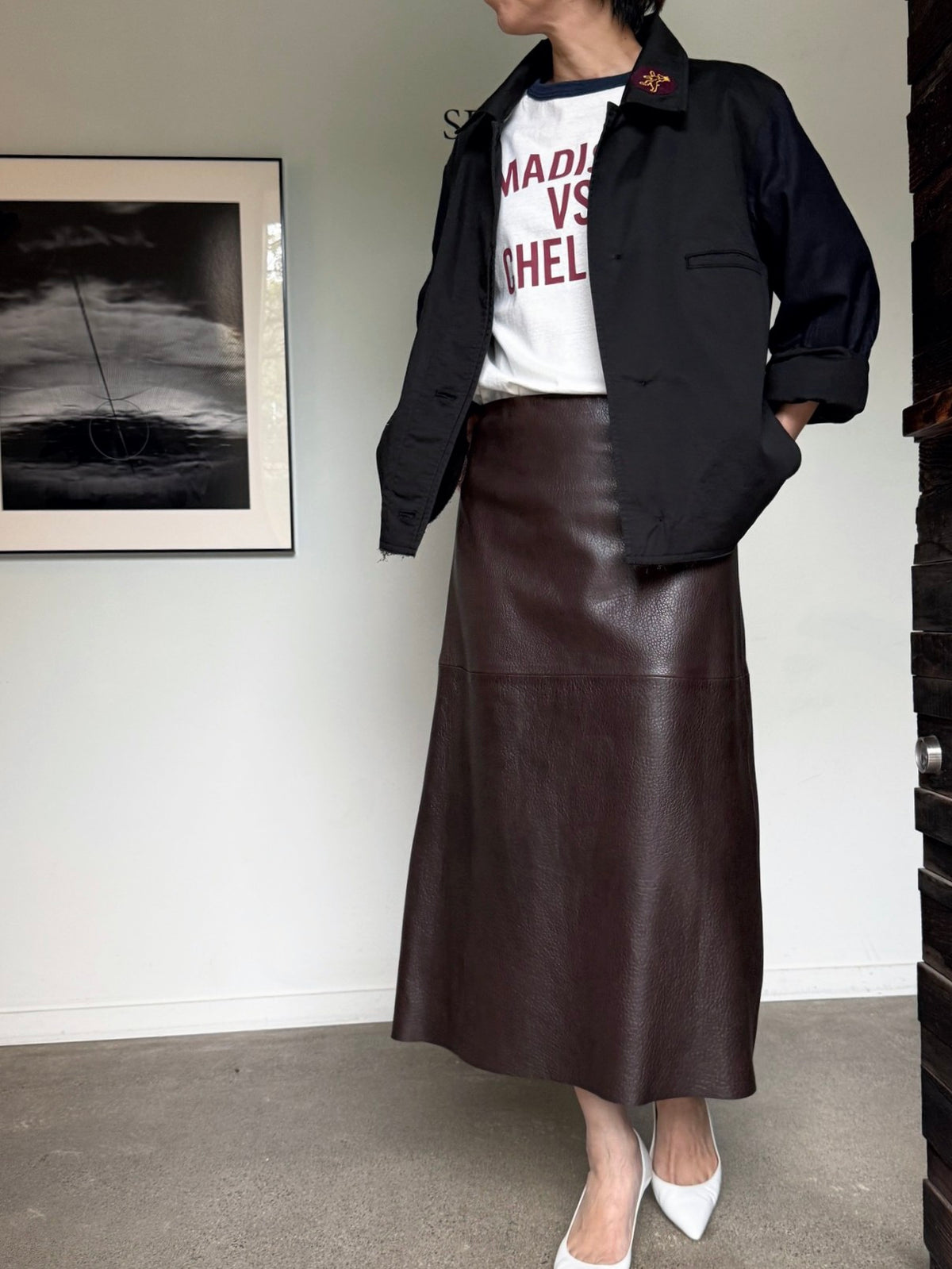 MADISONBLUE A LINE SKIRT LEATHER