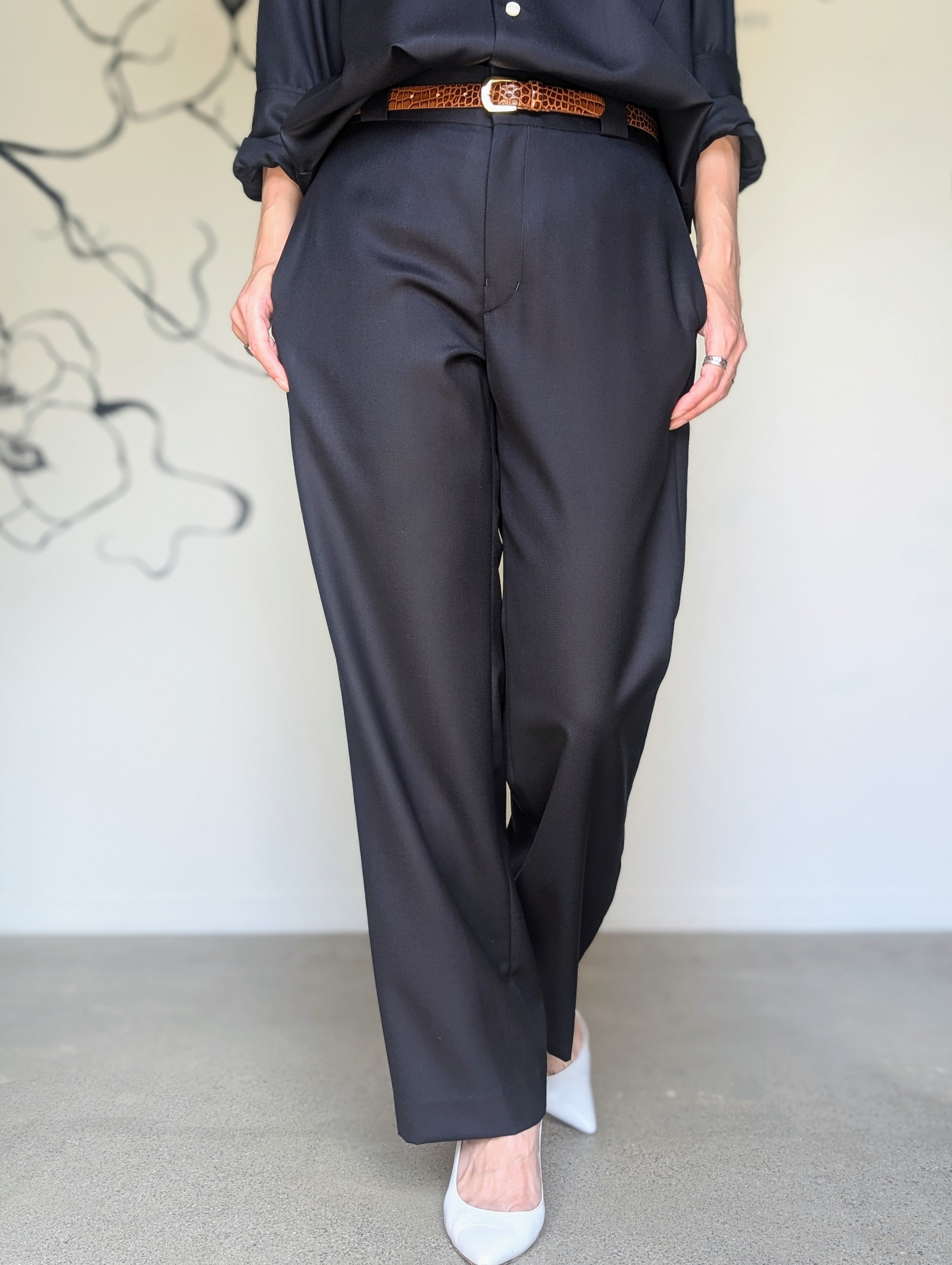 MADISONBLUE LOW WAIST WIDE-LEG PT WOOL