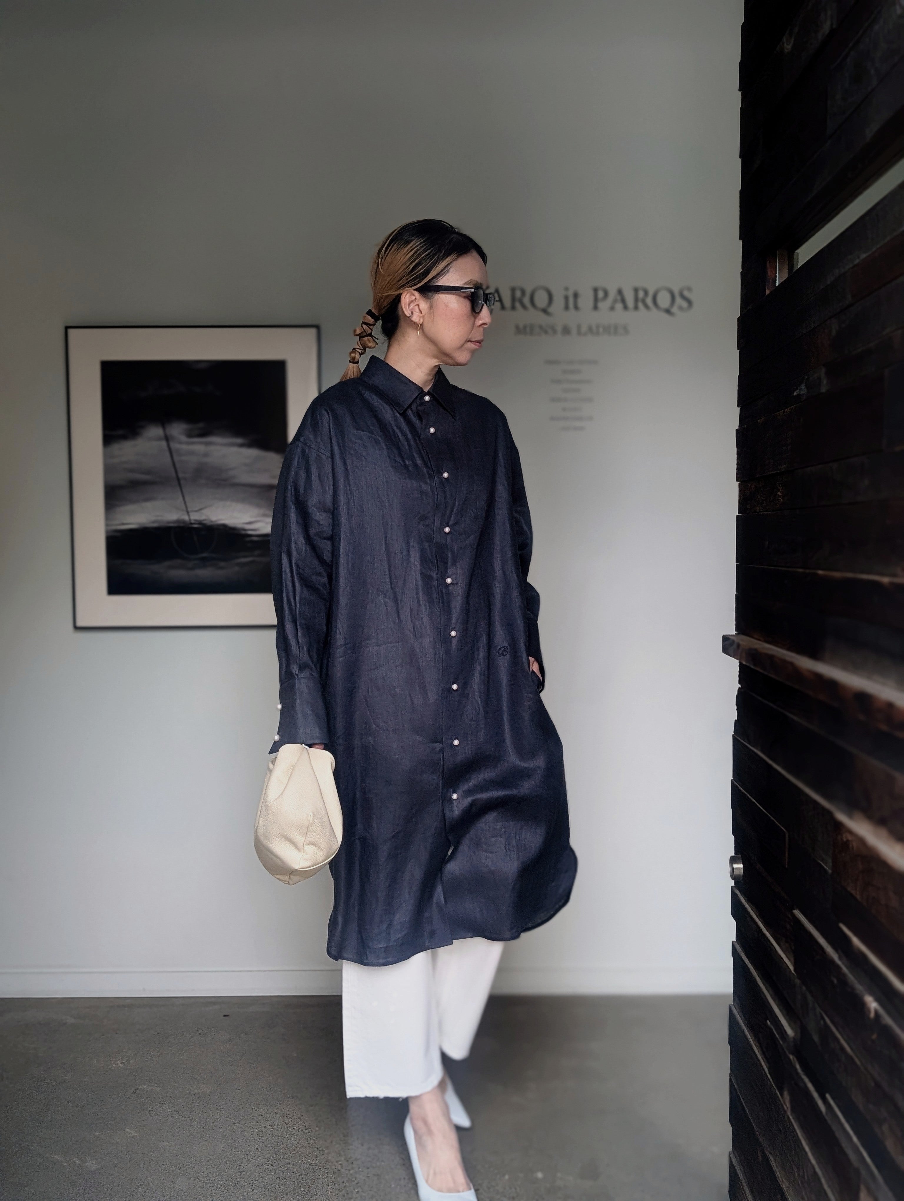 MADISONBLUE OVERSIZE SPLIT TUCK LINEN OP