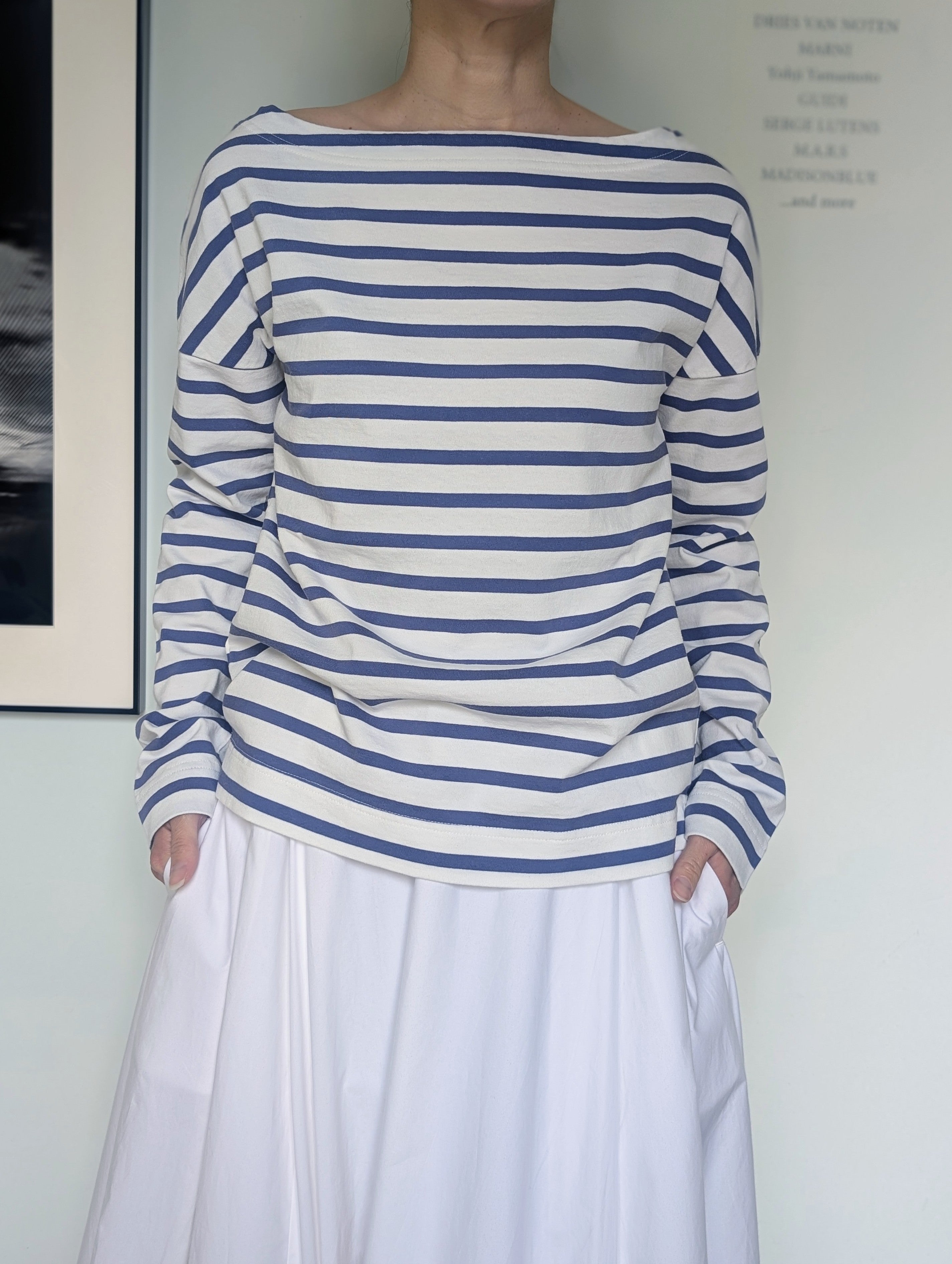 MADISONBLUE BOATNECK BORDER L/ST