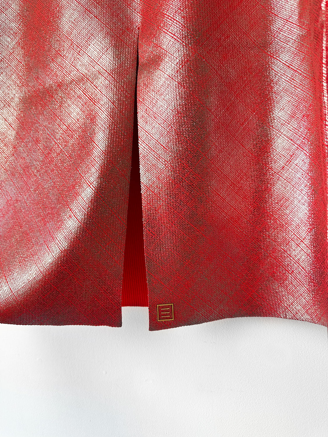 NAKAGAMI 箔ニットスカートred×silver