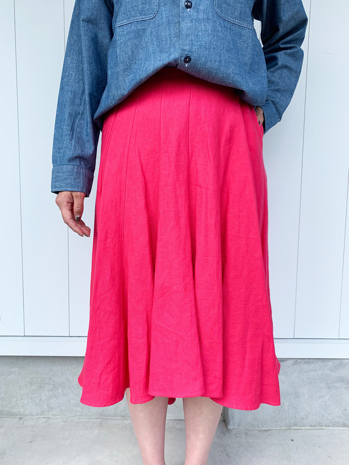 MADISONBLUE PANEL SKIRT LINEN TWILL