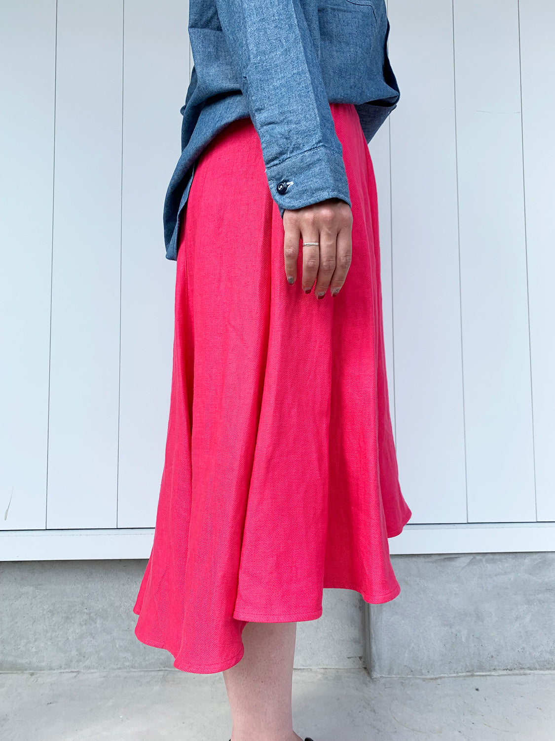 MADISONBLUE PANEL SKIRT LINEN TWILL