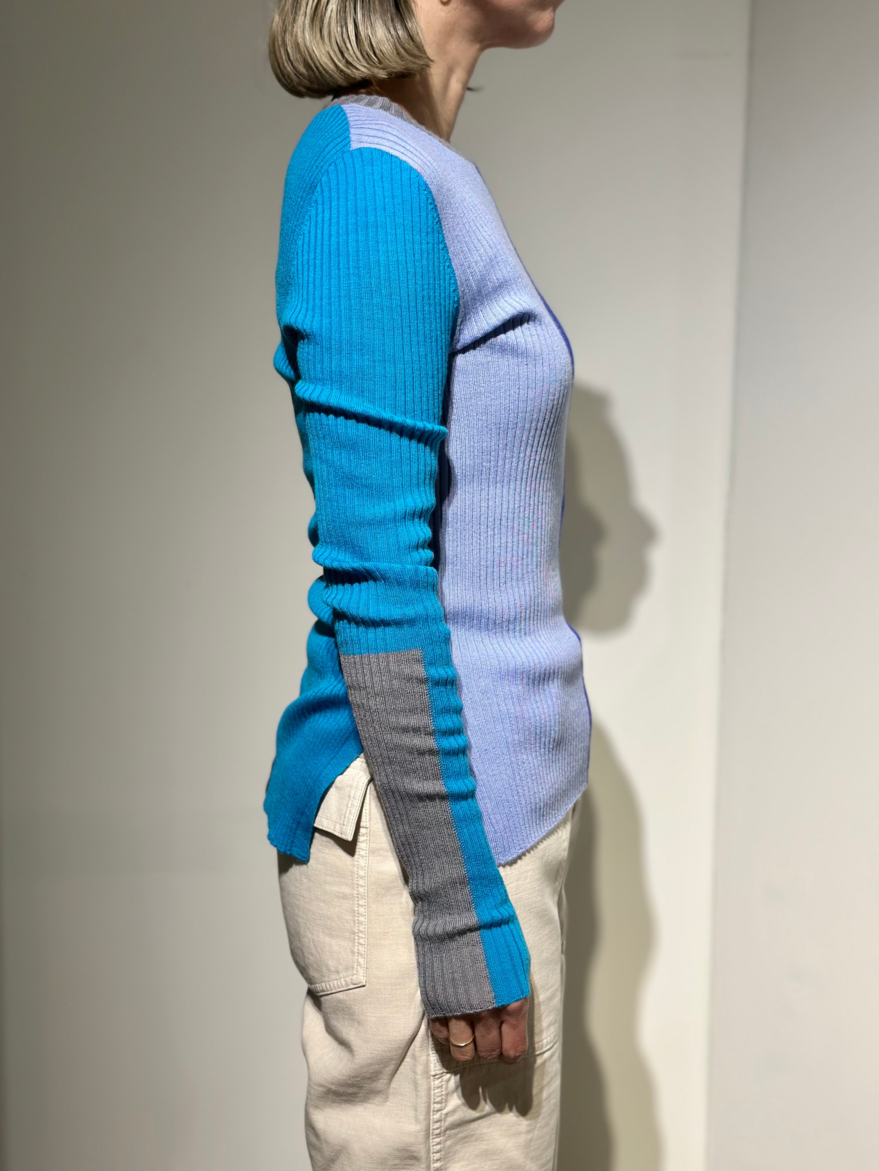 någonstans color－block crew－neck pullover