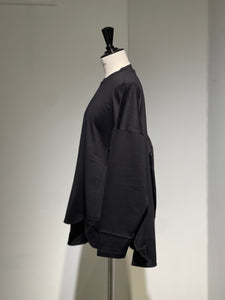 ENFOLD  ASYMMETRY DRAPE LONG-SLEEVES T-SHIRT