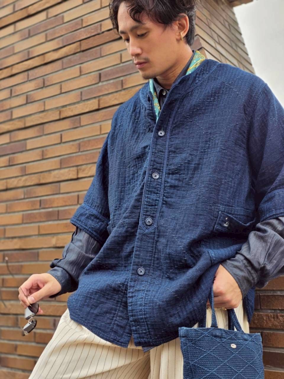 Porter Classic SEA ISLAND SASHIKO BASEBALL SHIRT (LIMITED)