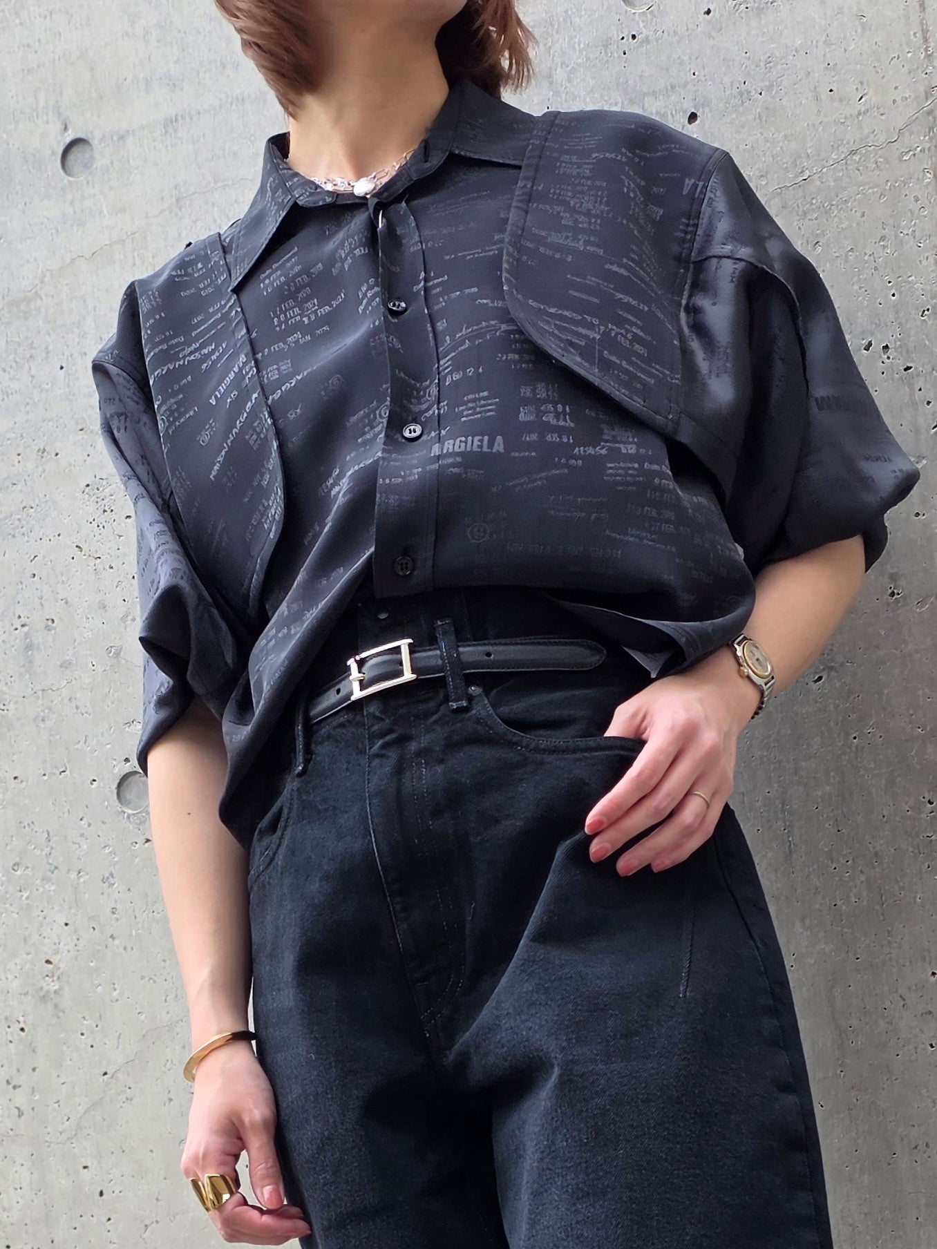 MM⑥ S52DT0044 ジャガードコンバーチブル シャツ